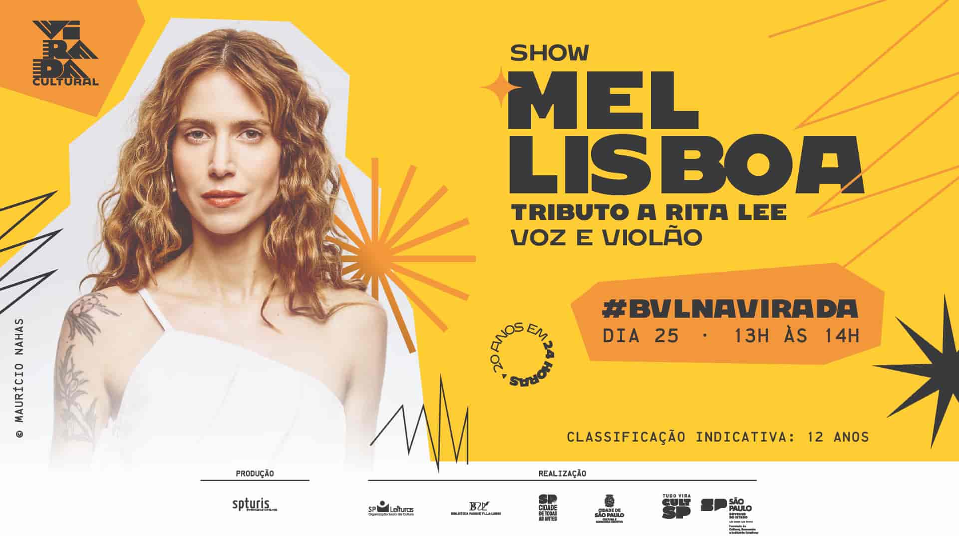 Banner do evento Virada Cultural - Mel Lisboa Tributo a Rita Lee