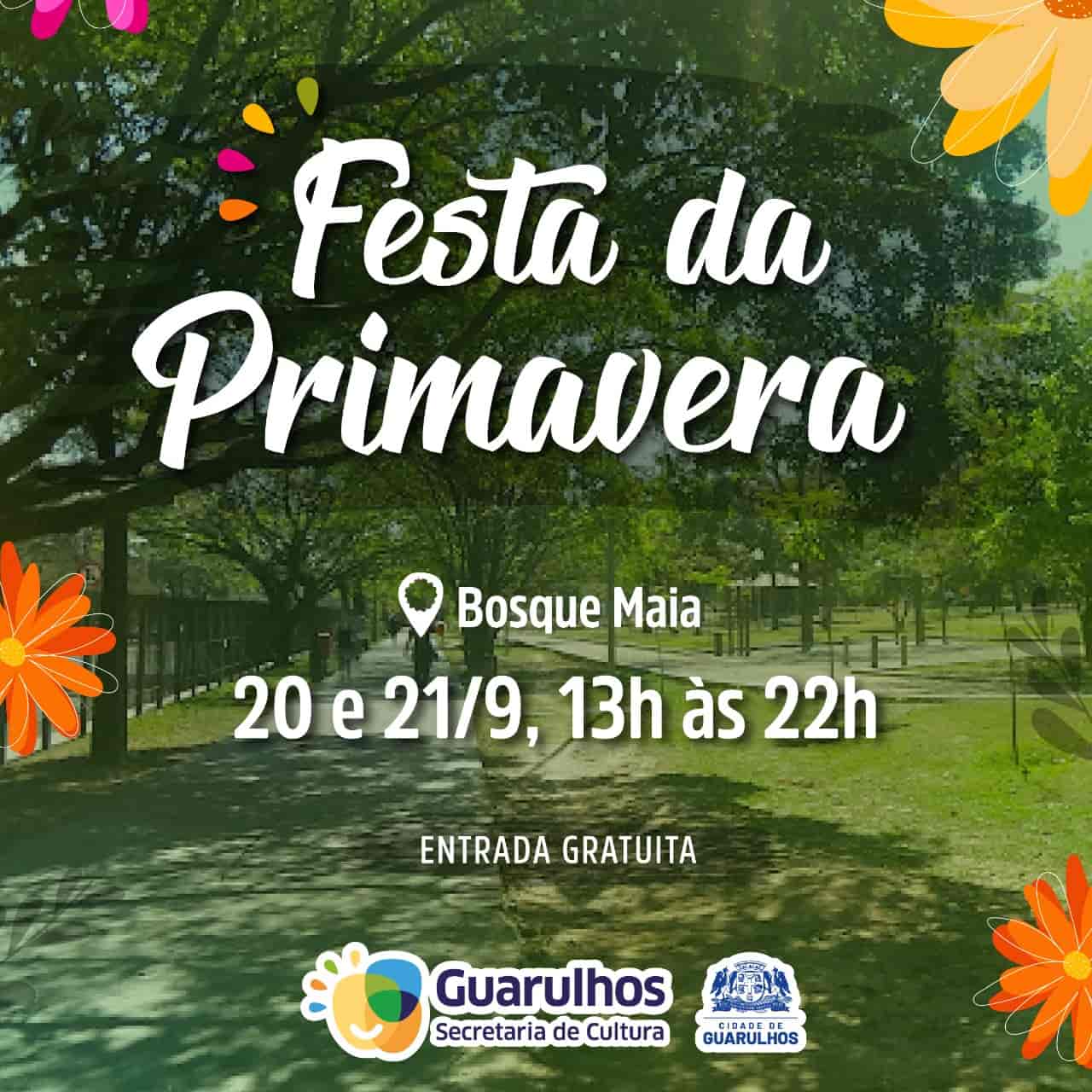 Banner do evento FESTA DA PRIMAVERA NO BOSQUE MAIA