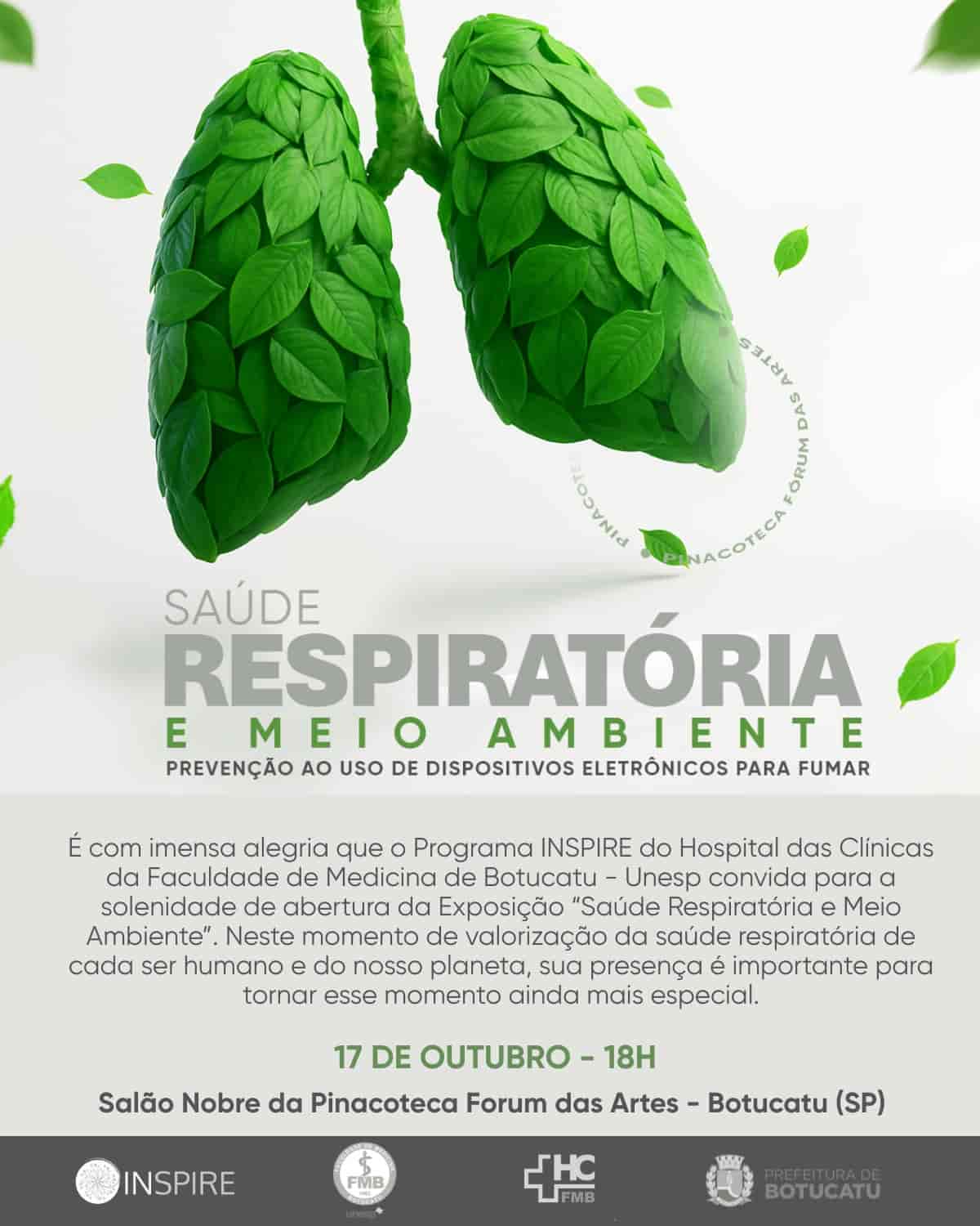 Imagem do evento 🌿💨 Exposição “Saúde Respiratória e Meio Ambiente” chega à Pinacoteca de Botucatu!