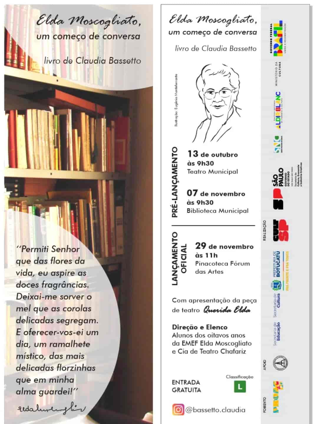 Imagem do evento ELDA MOSCOGLIATO | Um começo de conversa livro de Claudia Bassetto