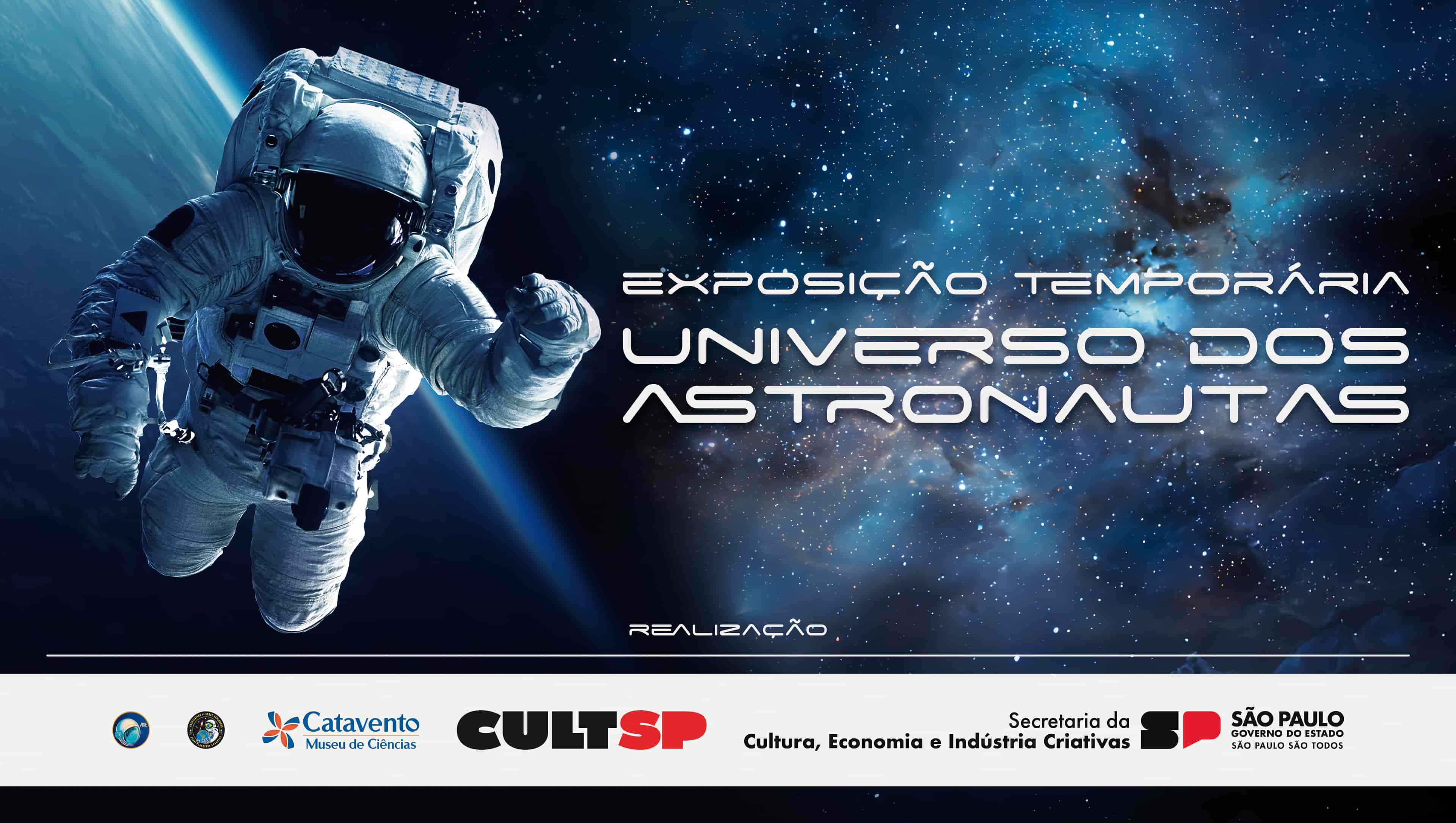 Banner do evento Exposição Temporária: “Universo dos Astronautas”
