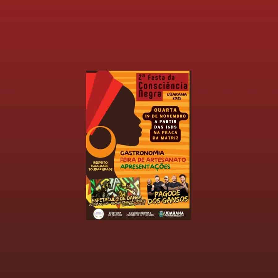 Banner do evento Festa da Consciência Negra de Ubarana.