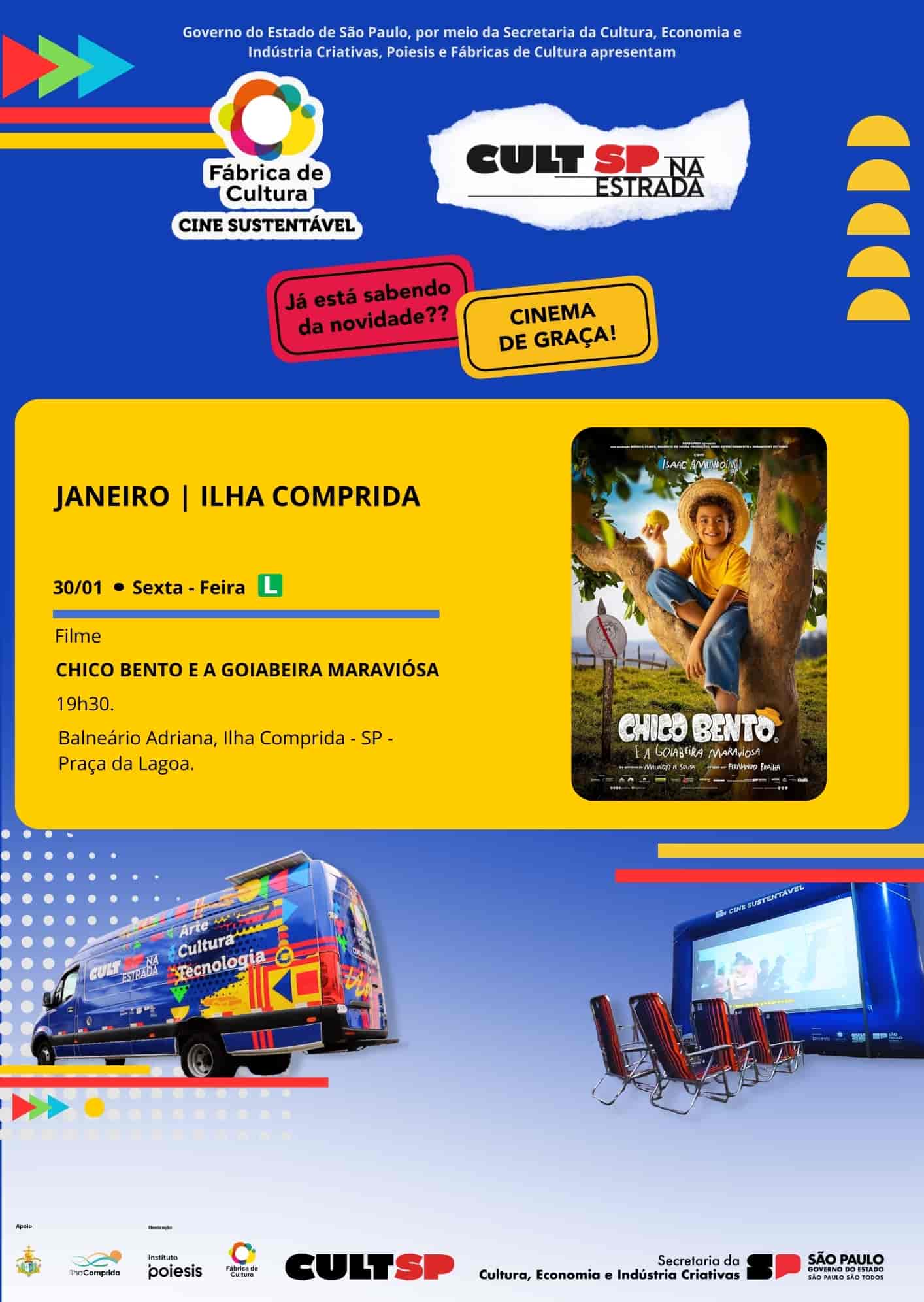 Banner do evento CINE  SUSTENTÁVEL - ILHA COMPRIDA