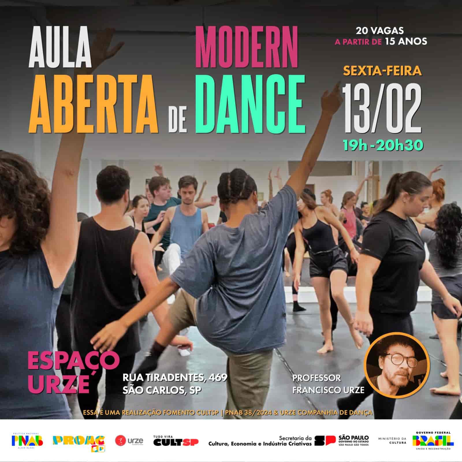 Imagem do evento Aula aberta de Modern Dance com Francisco Urze