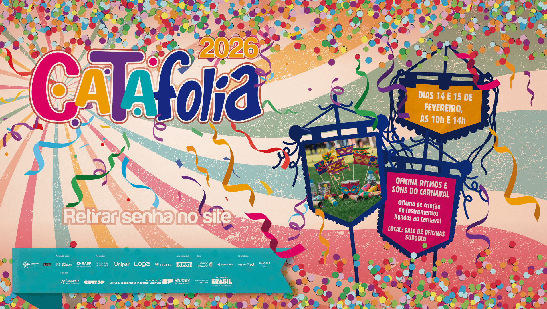 Banner do evento Catafolia - Oficinas Sons e Ritmos de Carnaval