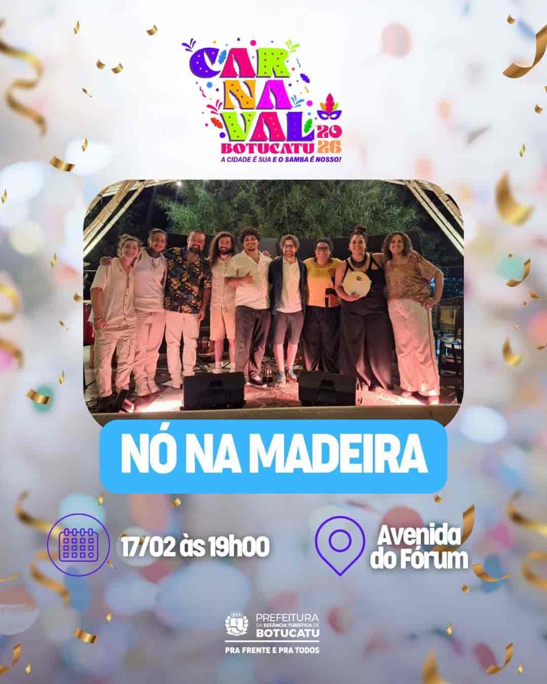 Imagem do evento CARNAVAL BOTUCATU 2026 🎊 apresenta Roda de Samba Nó na Madeira🎶