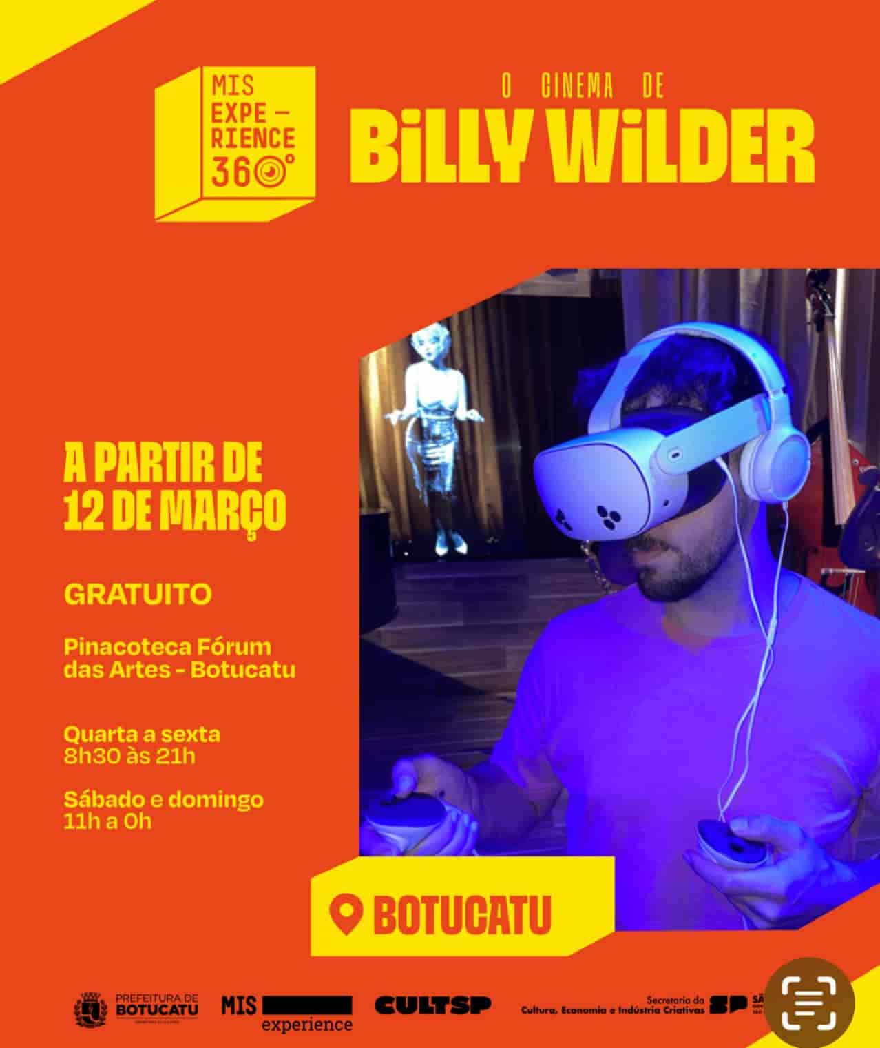 Banner do evento Exposição MIS EXPERIENCE 360º : O CINEMA DE BILLY WILDER 🎥🎞️