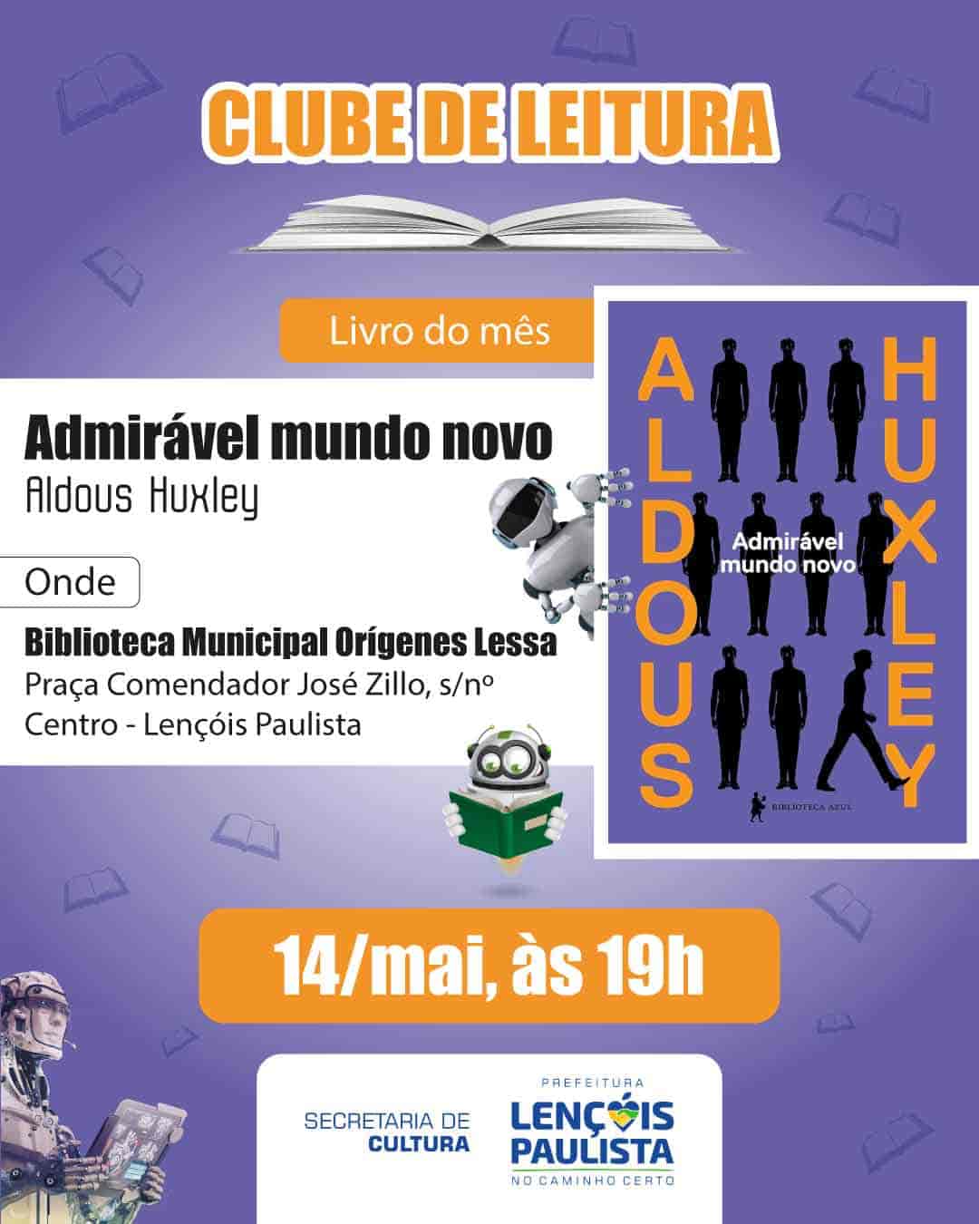 Banner do evento Clube do Livro - Admirável Mundo Novo