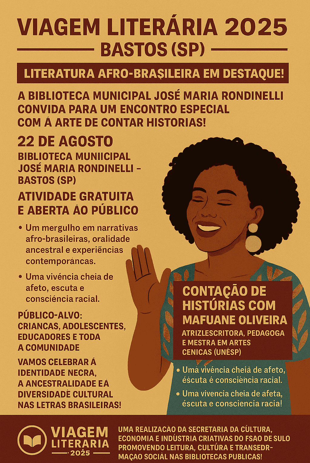 Banner do evento Viagem Literária 2025 - Módulo Contação de História