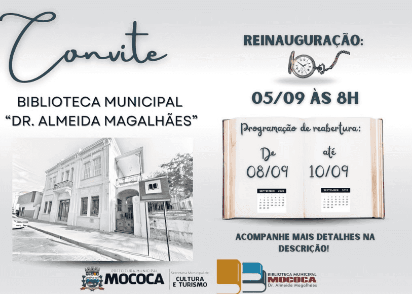 Banner do evento Reabertura da Biblioteca Municipal de Mococa