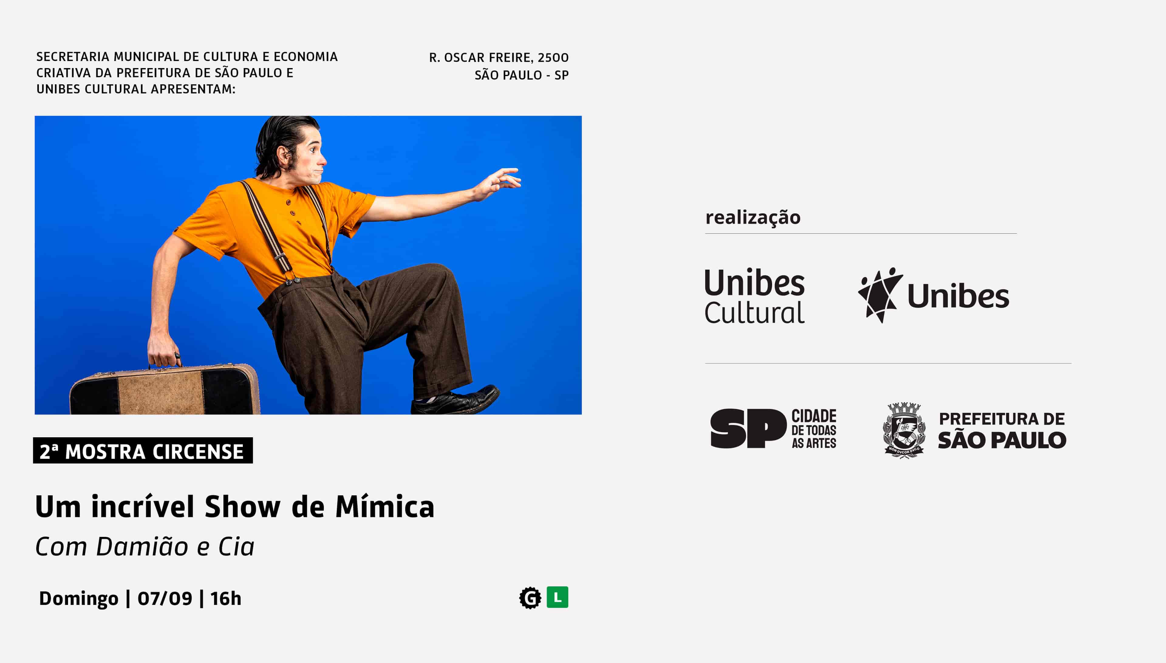 Banner do evento Espetáculo Um incrível show de mímica