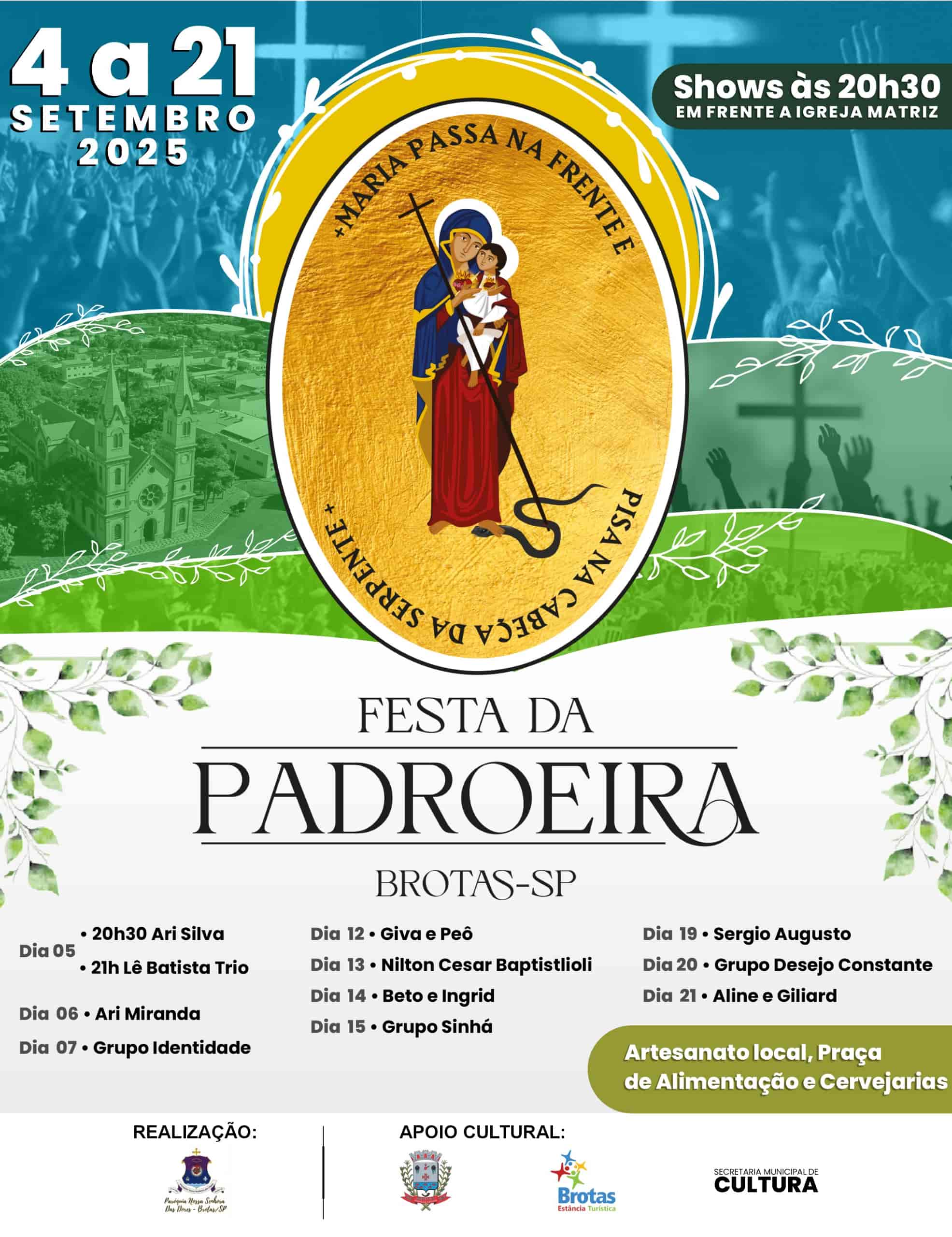 Banner do evento Festa da Padroeira Nossa Senhora das Dores de Brotas 