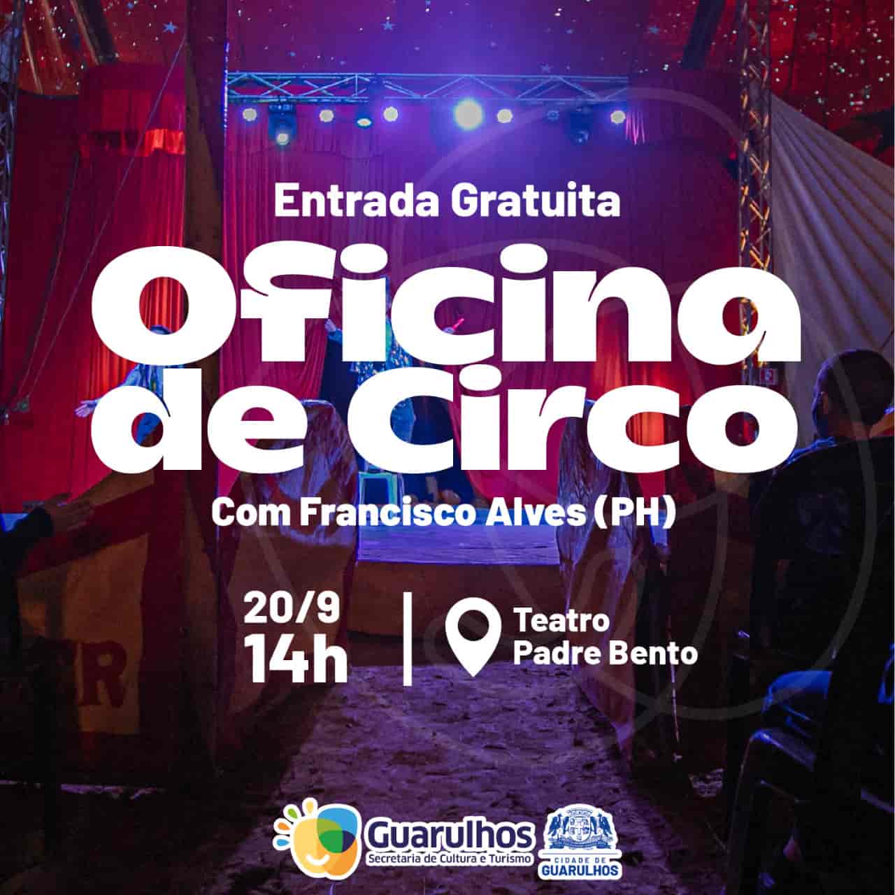 Banner do evento OFICINA DE BRINCADEIRAS DE RODA CIRCENSE - COM FRANCISCO ALVES (PH)
