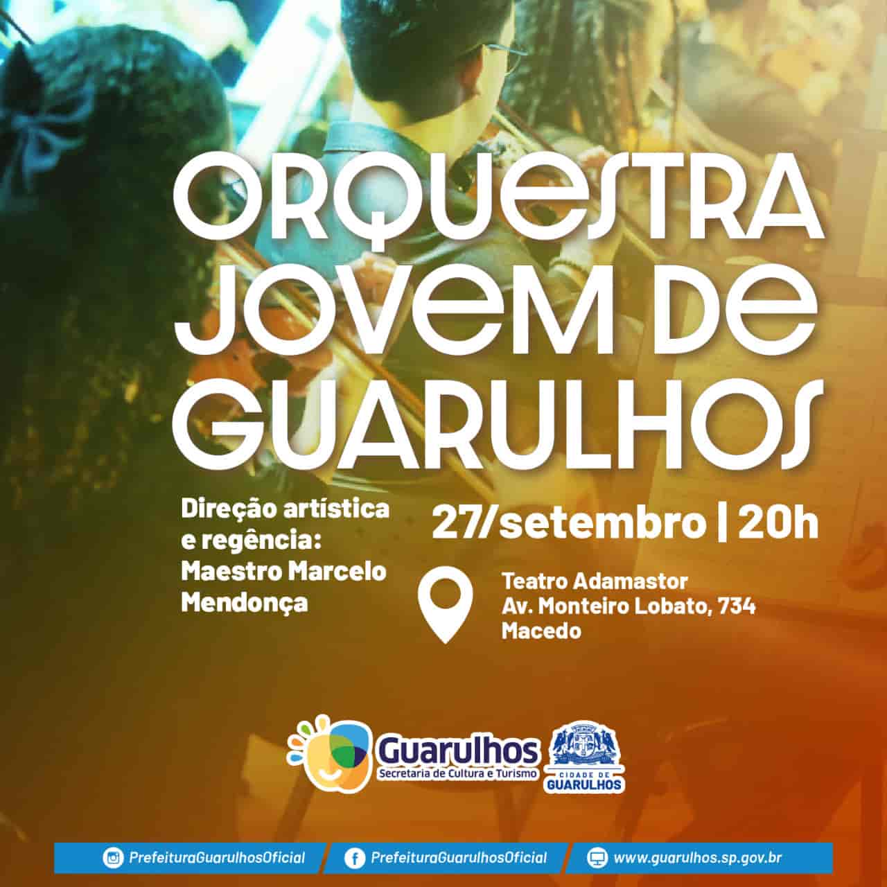 Banner do evento Orquestra Jovem Municipal de Guarulhos no Teatro Adamastor