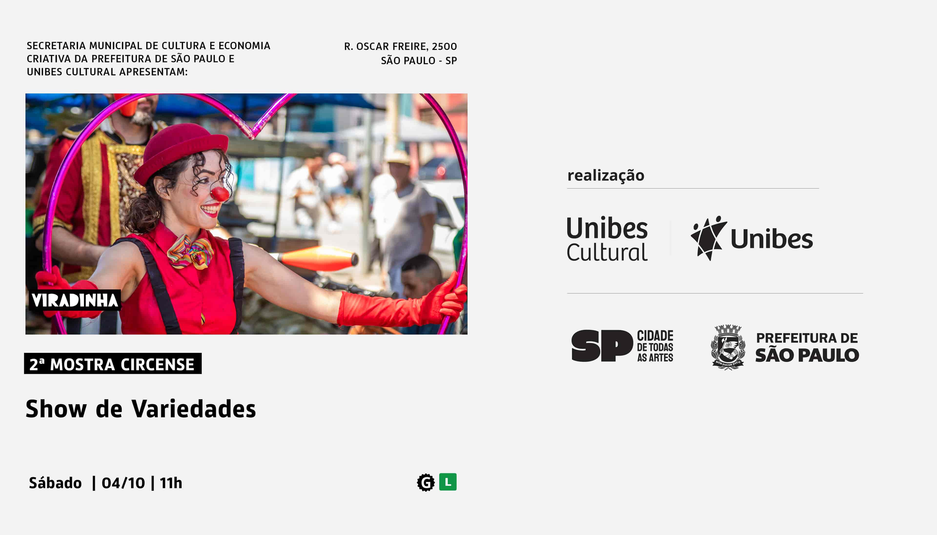 Banner do evento Espetáculo Show de Variedades - 2ª Mostra Circense