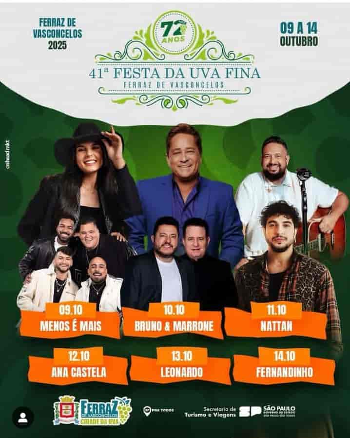 Banner do evento 41ª Festa da Uva Fina de Ferraz de Vasconcelos