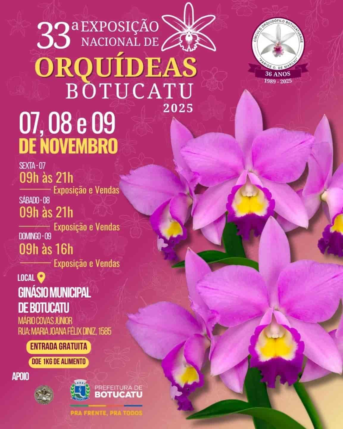 Banner do evento 🌸 Vem aí a 33ª Exposição Nacional de Orquídeas de Botucatu! 🌸 