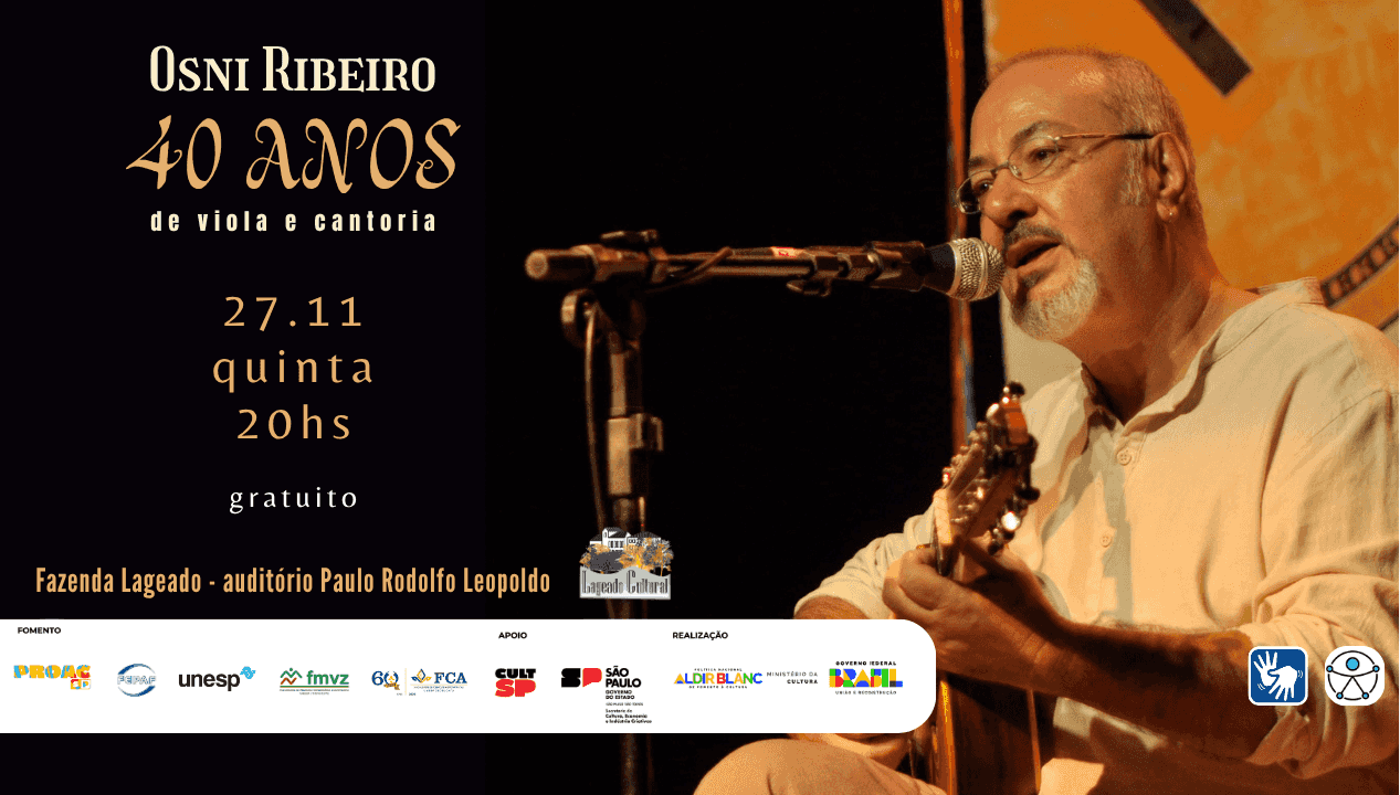 Banner do evento Osni Ribeiro, 40 anos de Viola e Cantoria