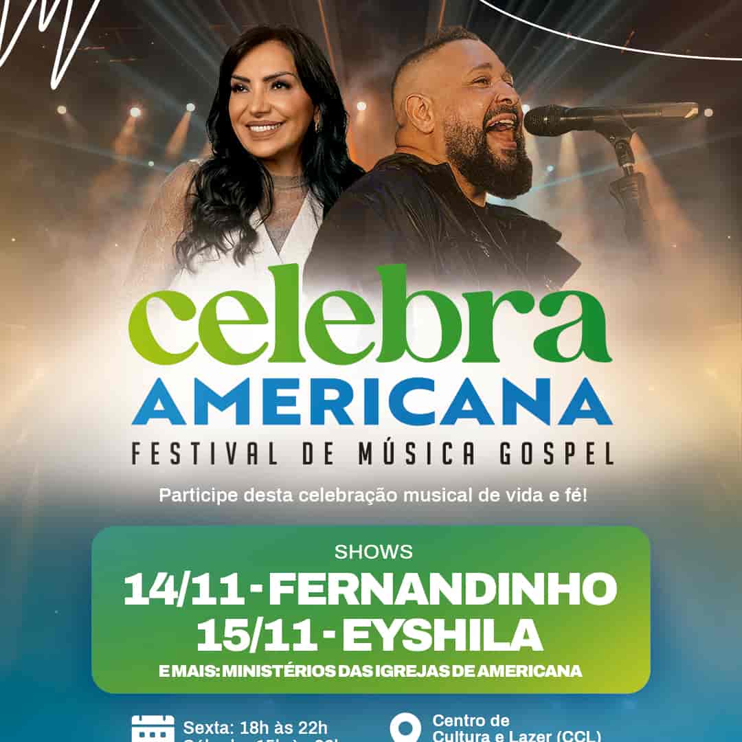 Banner do evento Festival de música gospel Celebra Americana