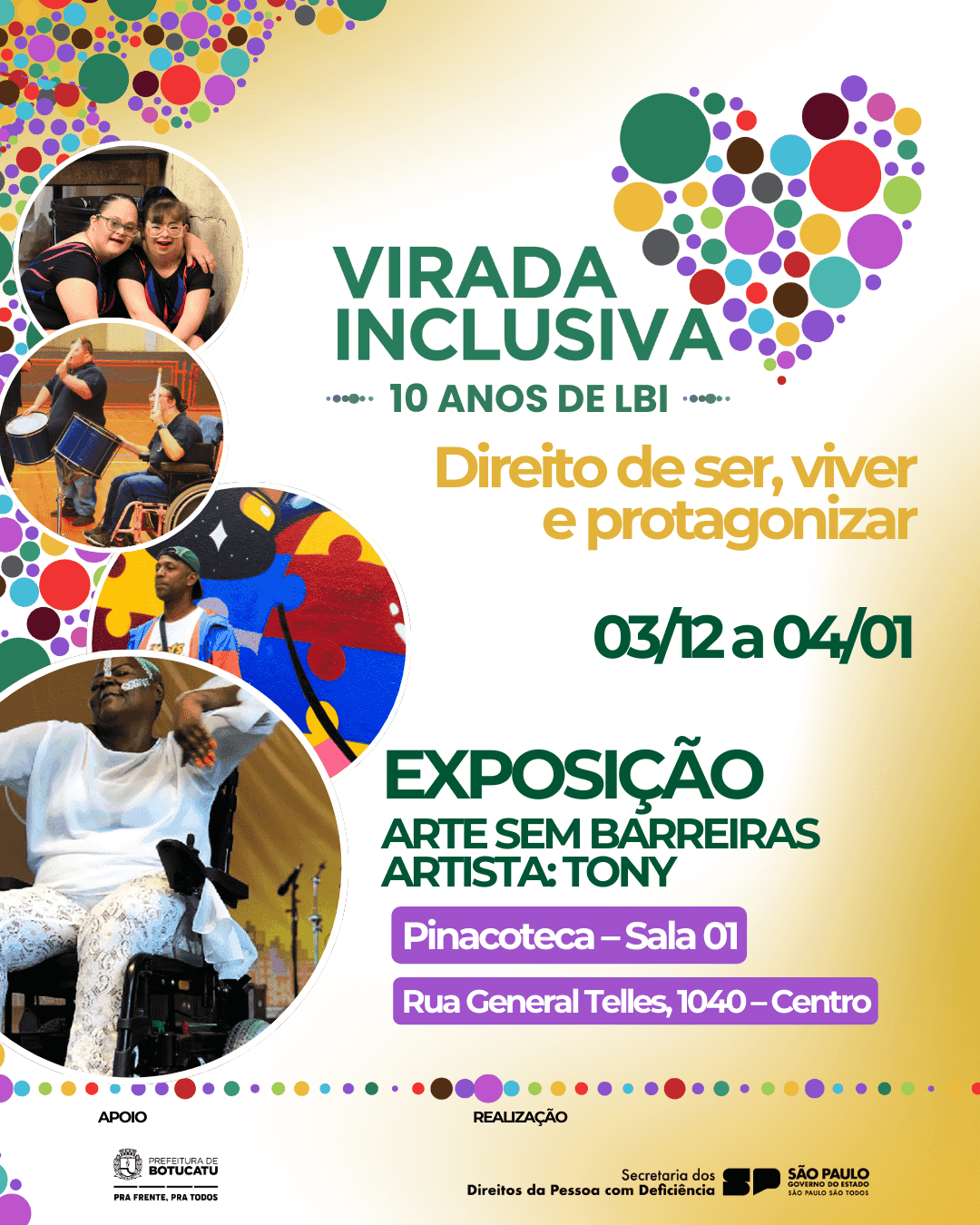 Banner do evento  EXPOSIÇÃO | ARTE SEM BARREIRAS do artista Tony  