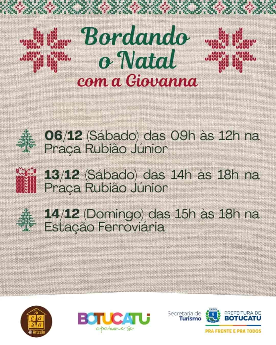 Banner do evento 🎄✨ Bordando o Natal – Oficinas Gratuitas ao Ar Livre! 🎄✨