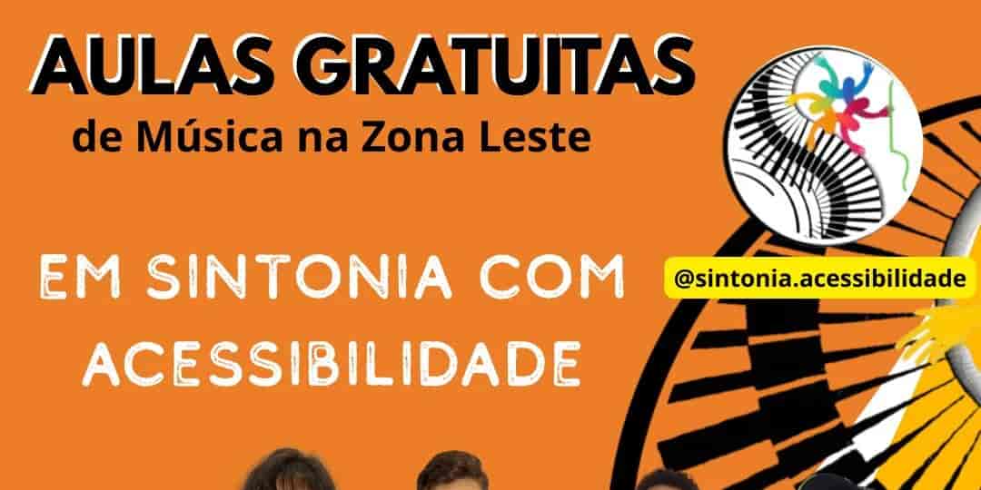 Banner do evento Em Sintonia com Acessibilidade - Aulas gratuitas de música na Zona Leste