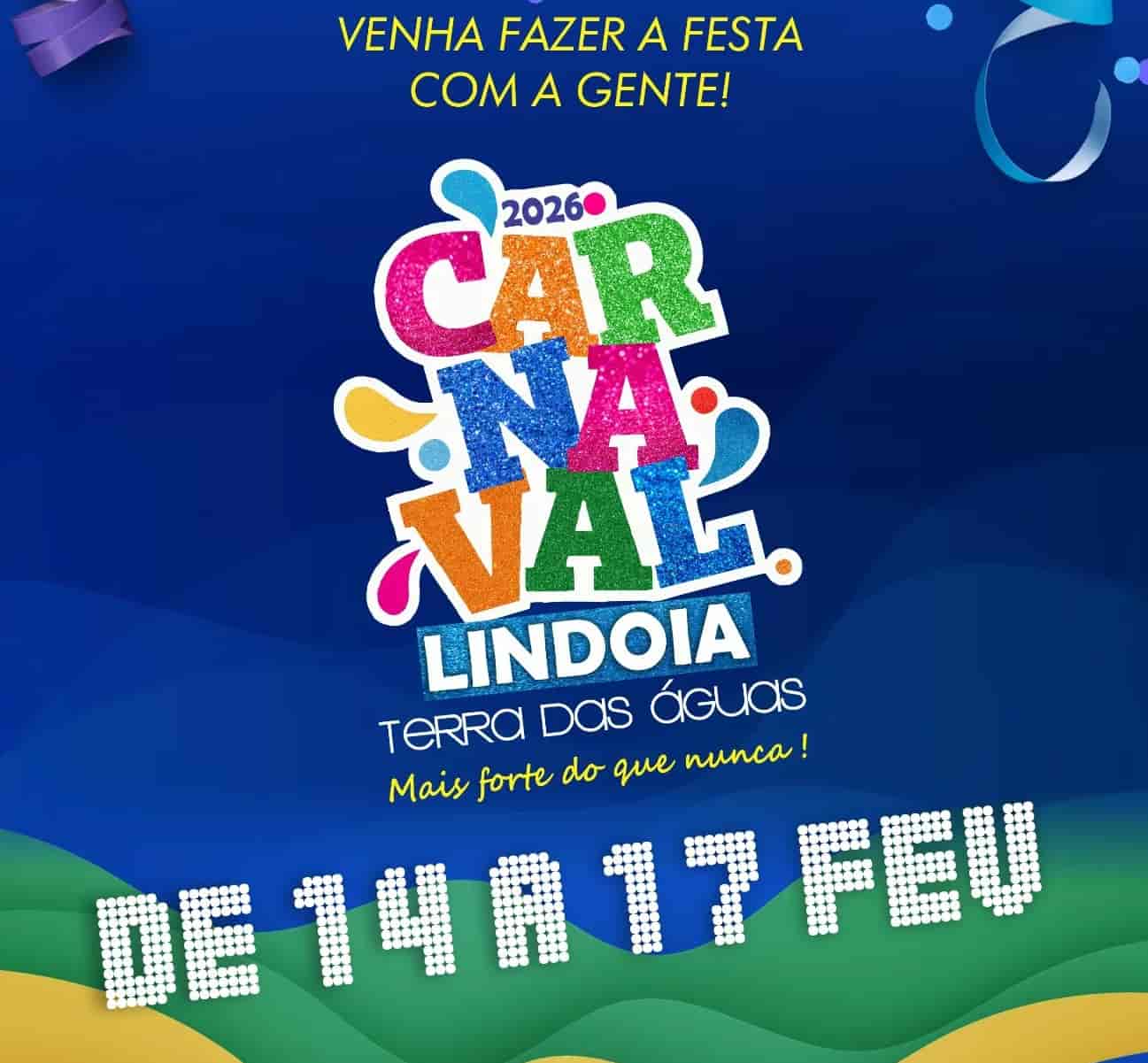 Banner do evento Carnaval de Lindóia – Terras das Águas | SP