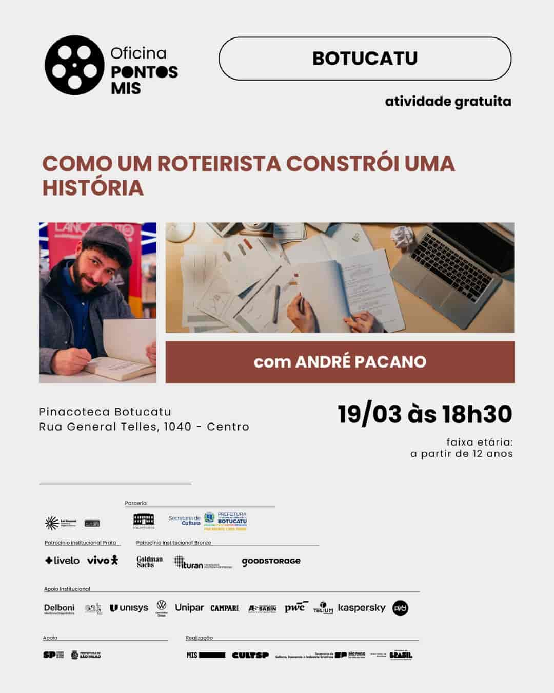 Banner do evento 🎬 Oficina Pontos Mis: Como um roteirista constrói sua história