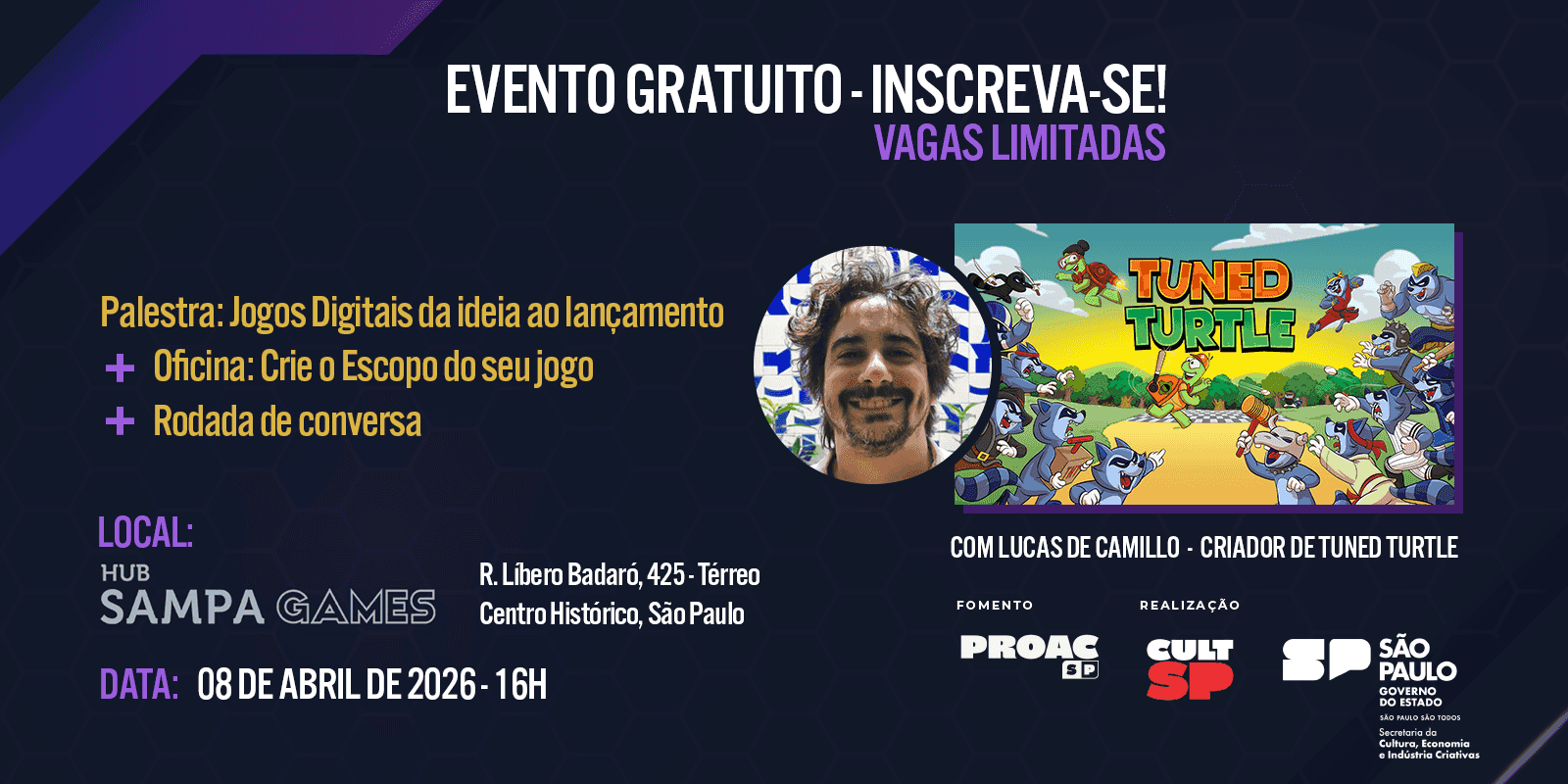 Imagem do evento Palestra: Jogos Digitais da ideia ao lançamento e Oficina: Crie o Escopo do seu jogo