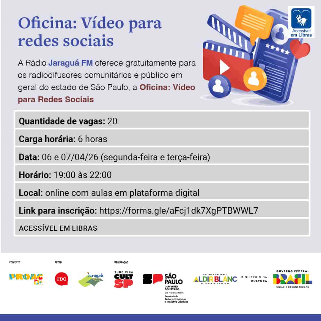 CURSO DE FORMAÇÃO: "VÍDEO PARA REDES SOCIAIS"