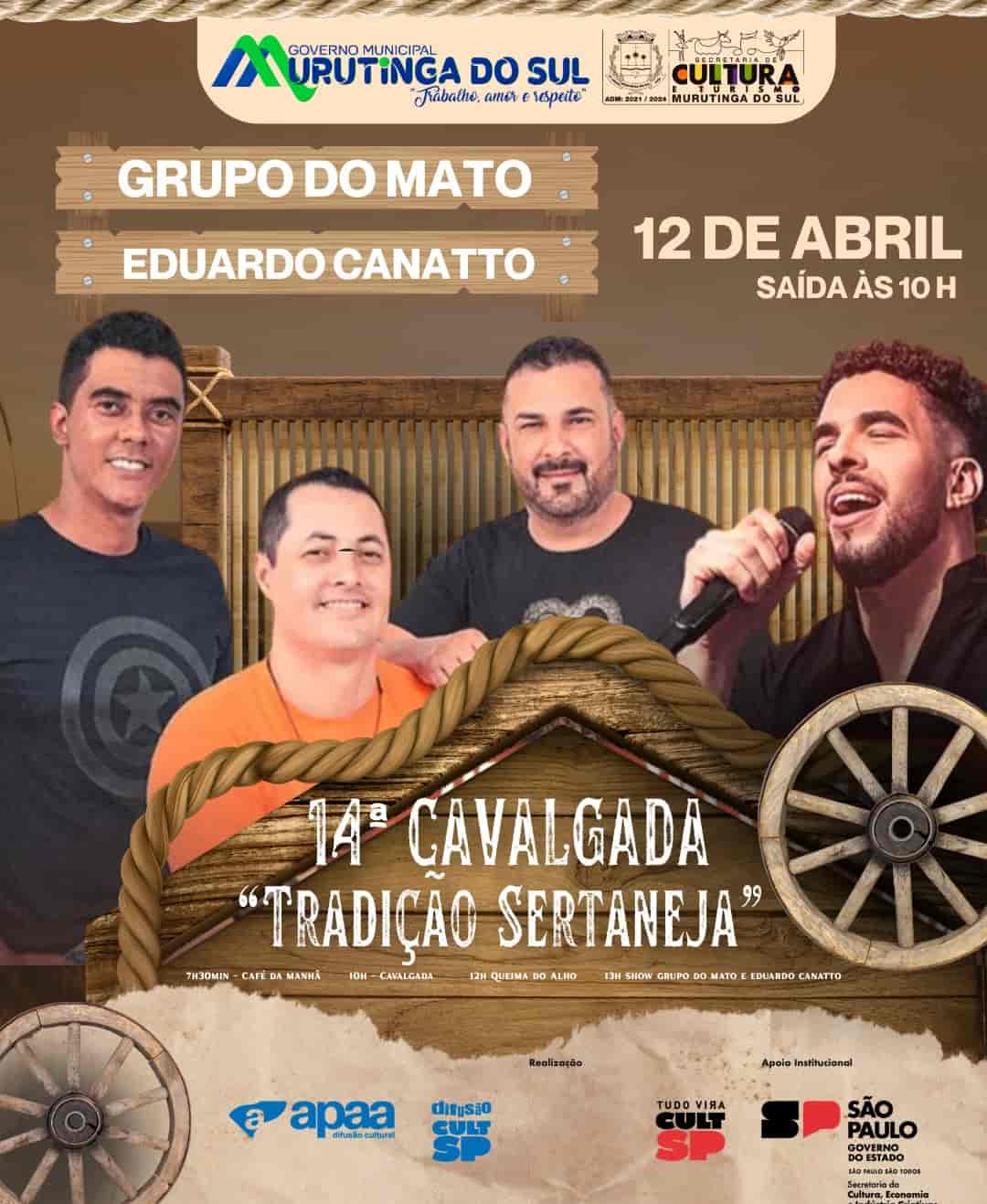 Banner do evento 14ª Cavalgada Regional "Tradição Sertaneja" de Murutinga do Sul - Murutinga do Sul