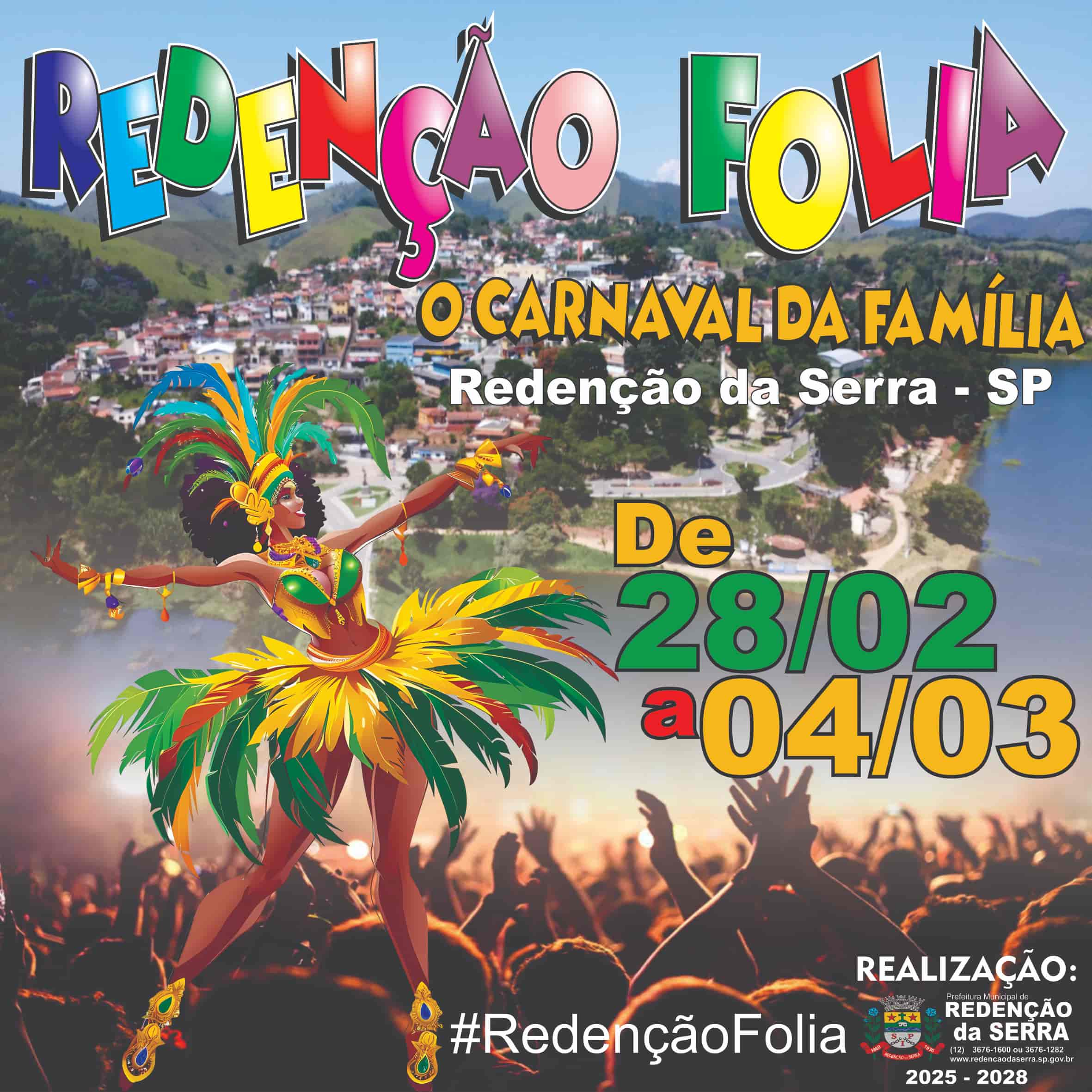 Banner do evento Redenção Folia 2025 "O Carnaval da Familia"