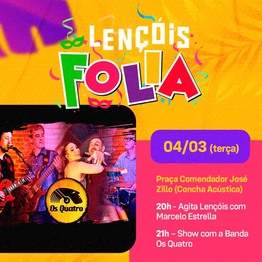 Banner do evento Lençóis Folia - Show com Banda Os Quatro