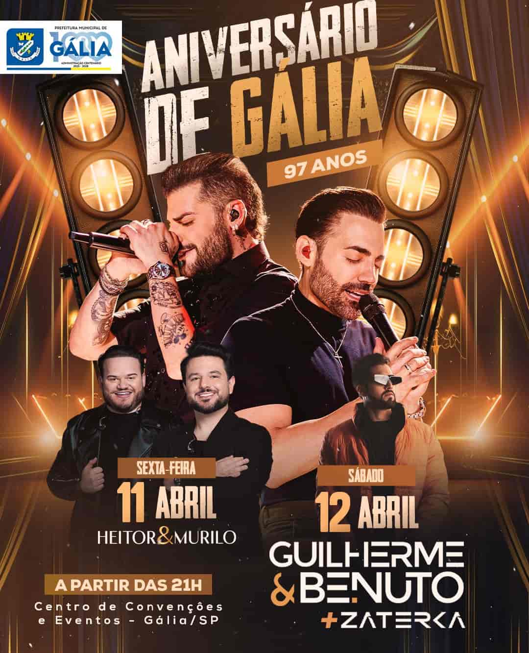 Banner do evento Comemoração aos 97 anos do Município de Gália!
