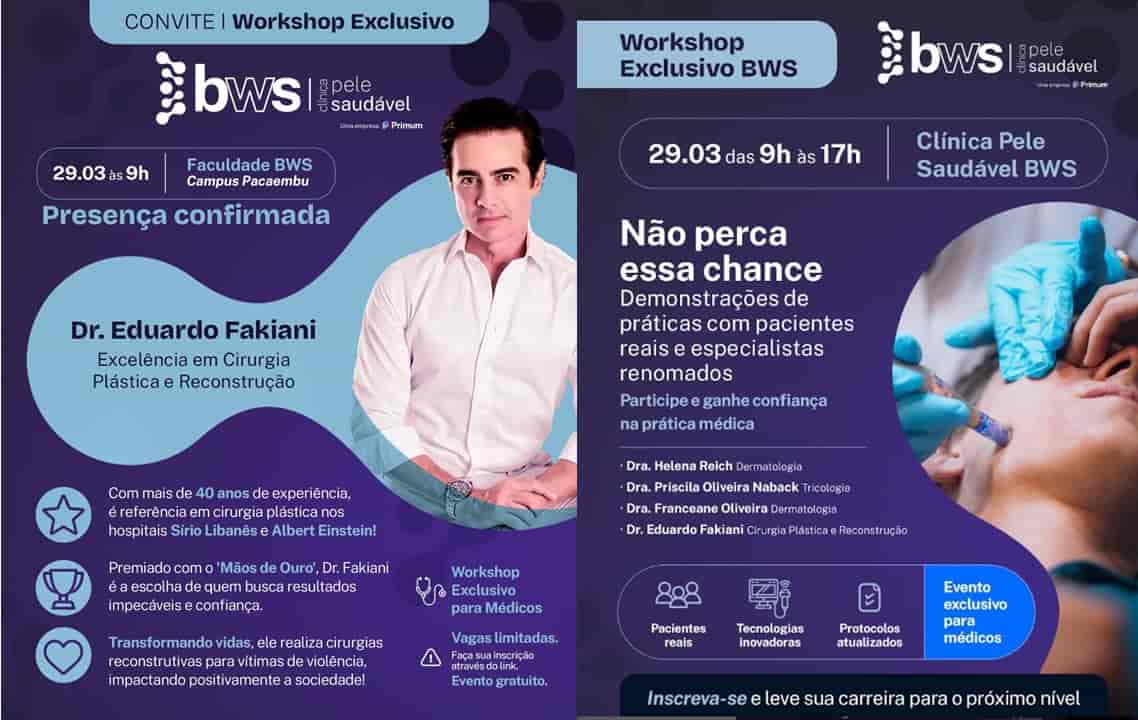 Banner do evento Workshop BWS | Clínica Pele Saudável