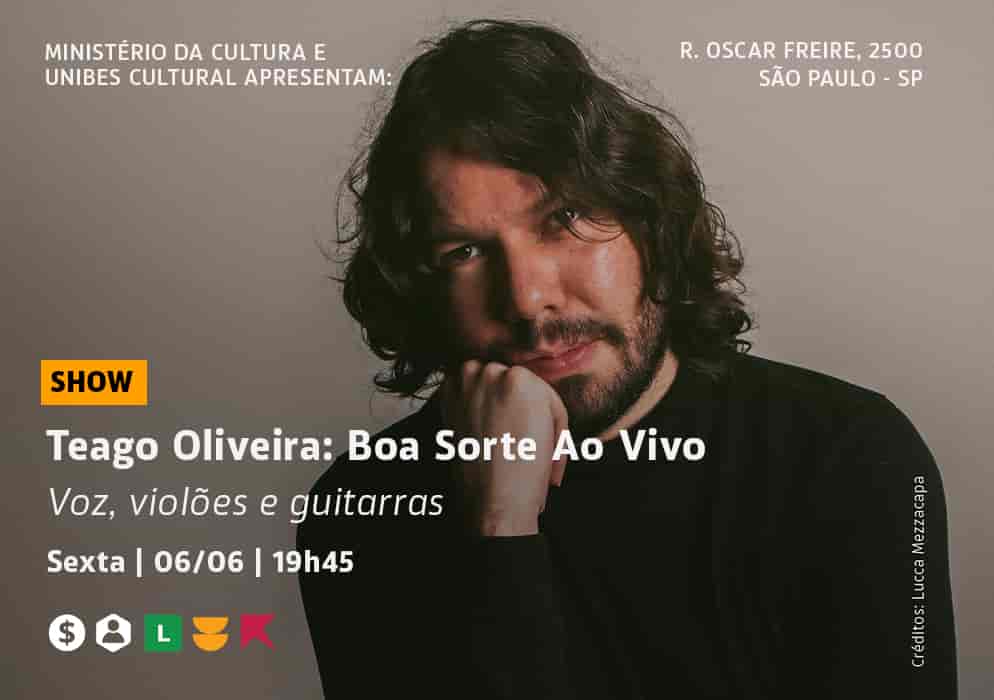 Imagem do evento Teago Oliveira apresenta o show Boa Sorte Ao Vivo