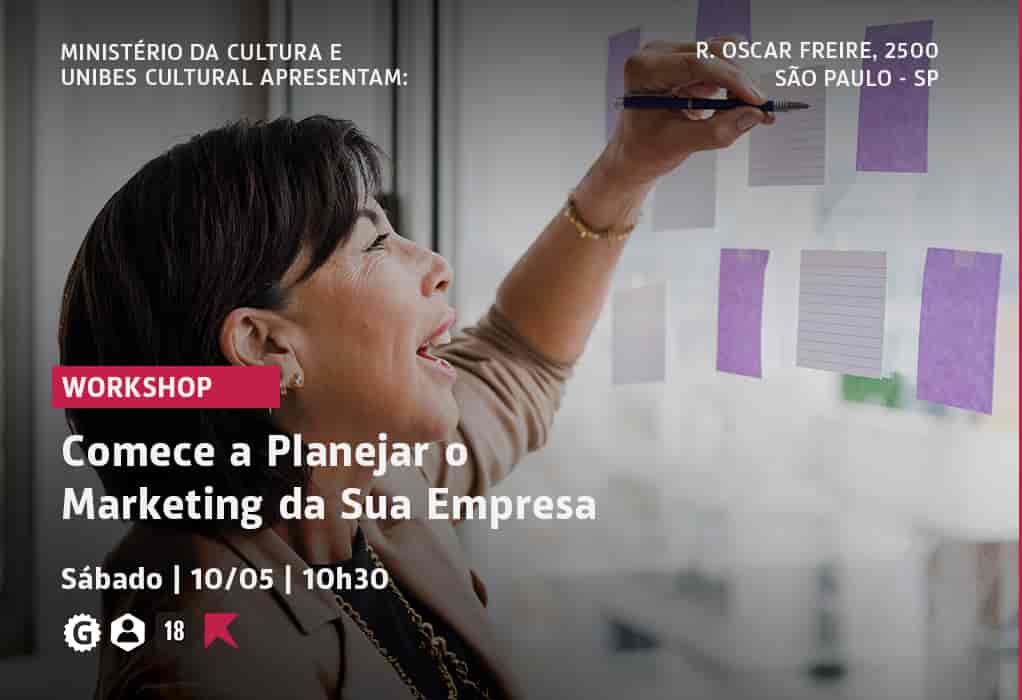Banner do evento Oficina Comece a Planejar o Marketing da Sua Empresa