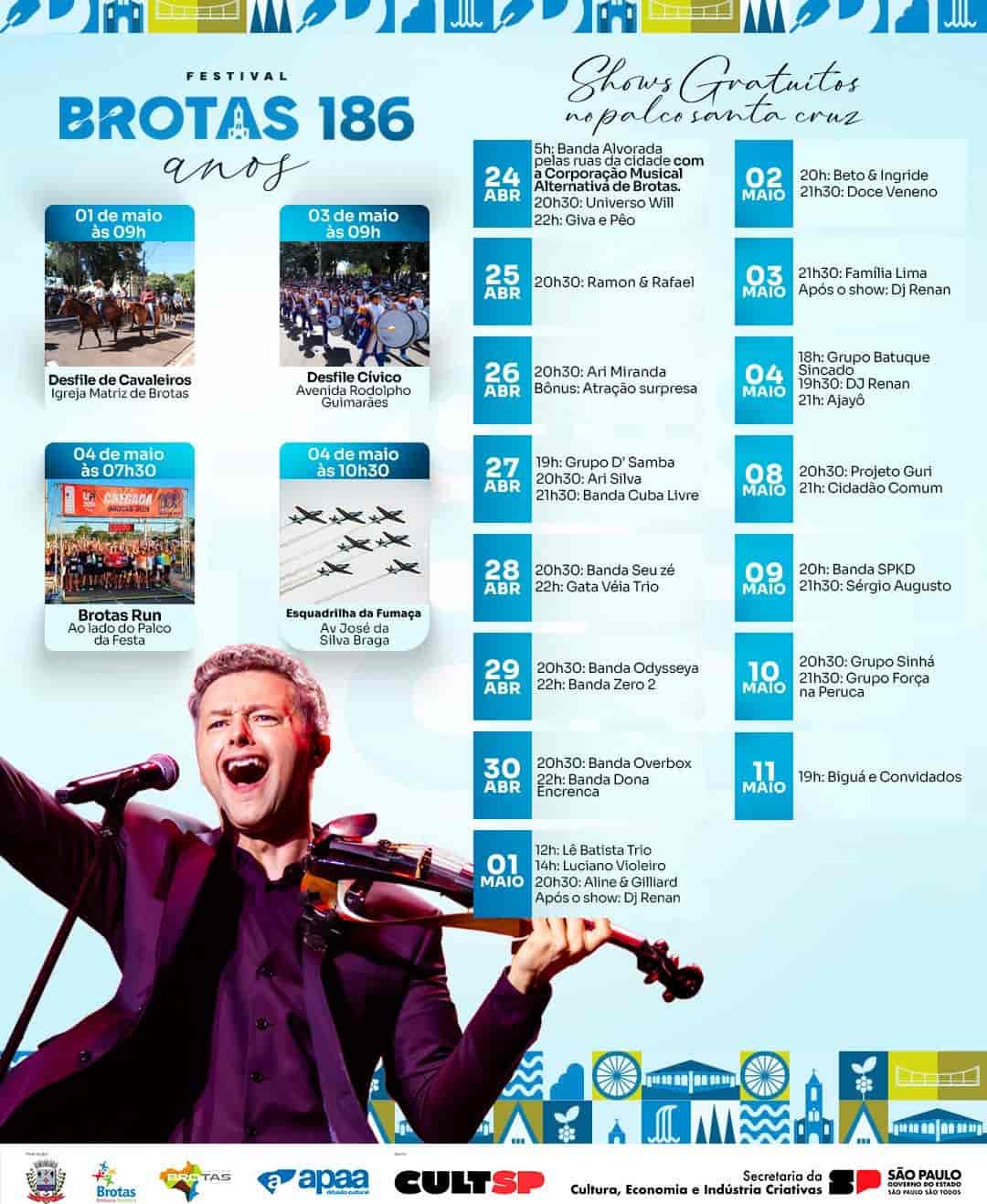 Banner do evento Festival Brotas 186 anos 