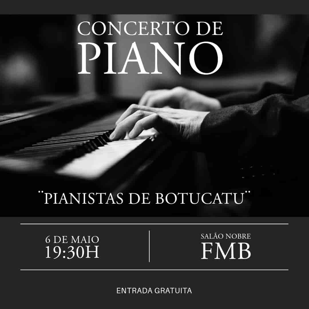 Banner do evento Clube do Piano recebe o grupo "Pianistas de Botucatu"