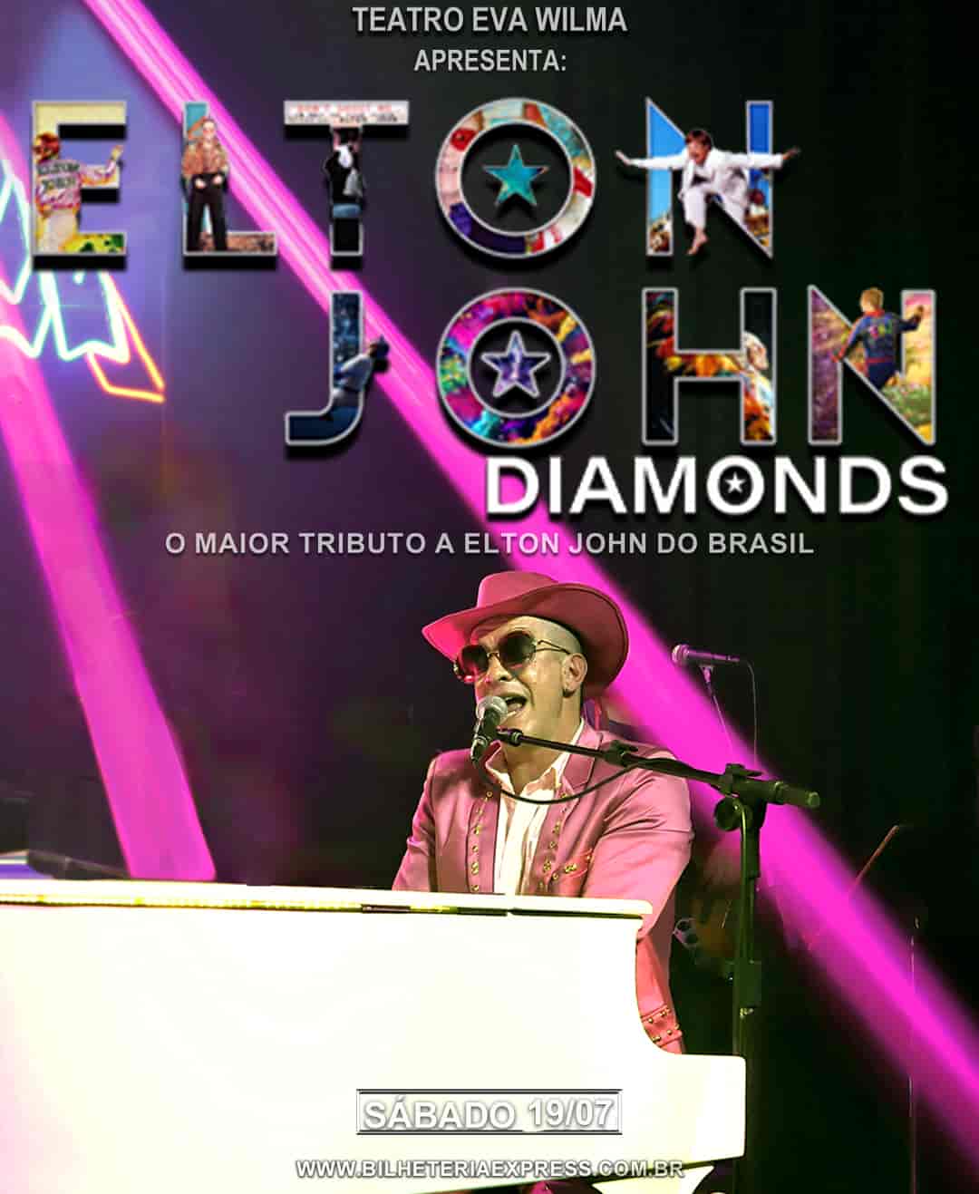 Banner do evento ELTON JOHN DIAMONDS TEATRO EVA WILMA SP