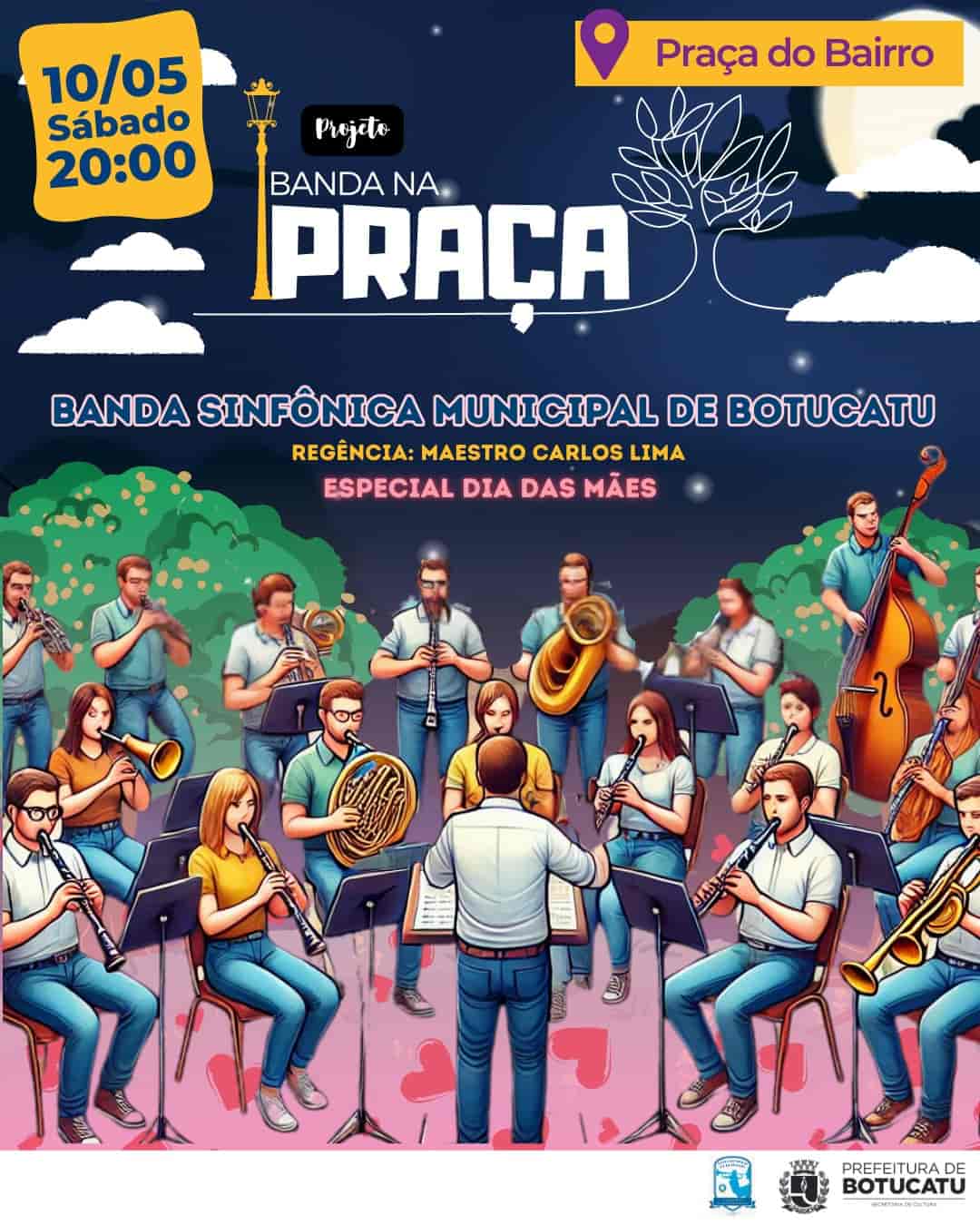 Banner do evento 🌸 Banda na Praça – Concerto Especial de Dia das Mães 💐