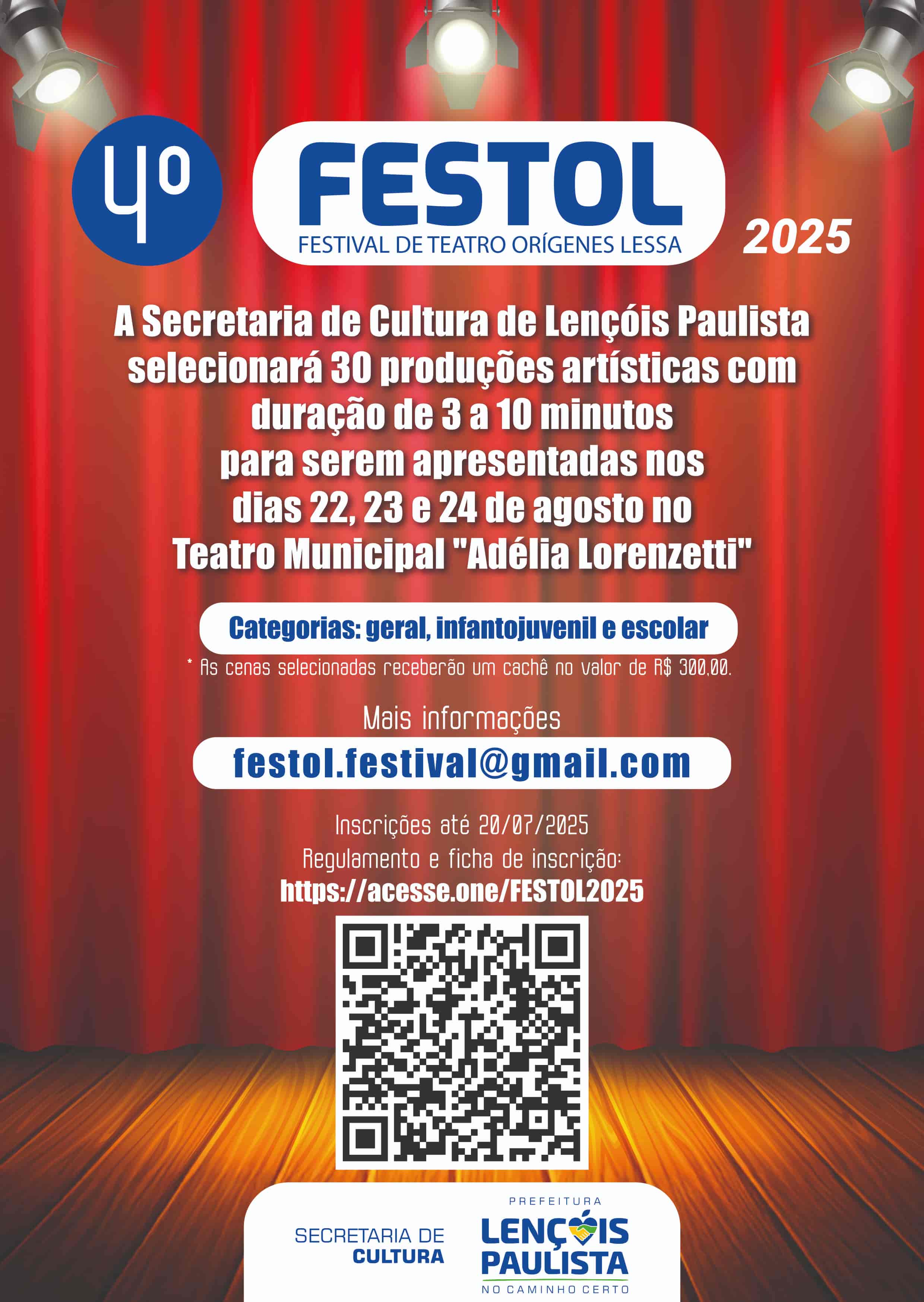 Banner do evento FESTOL - Festival de Teatro Orígenes Lessa