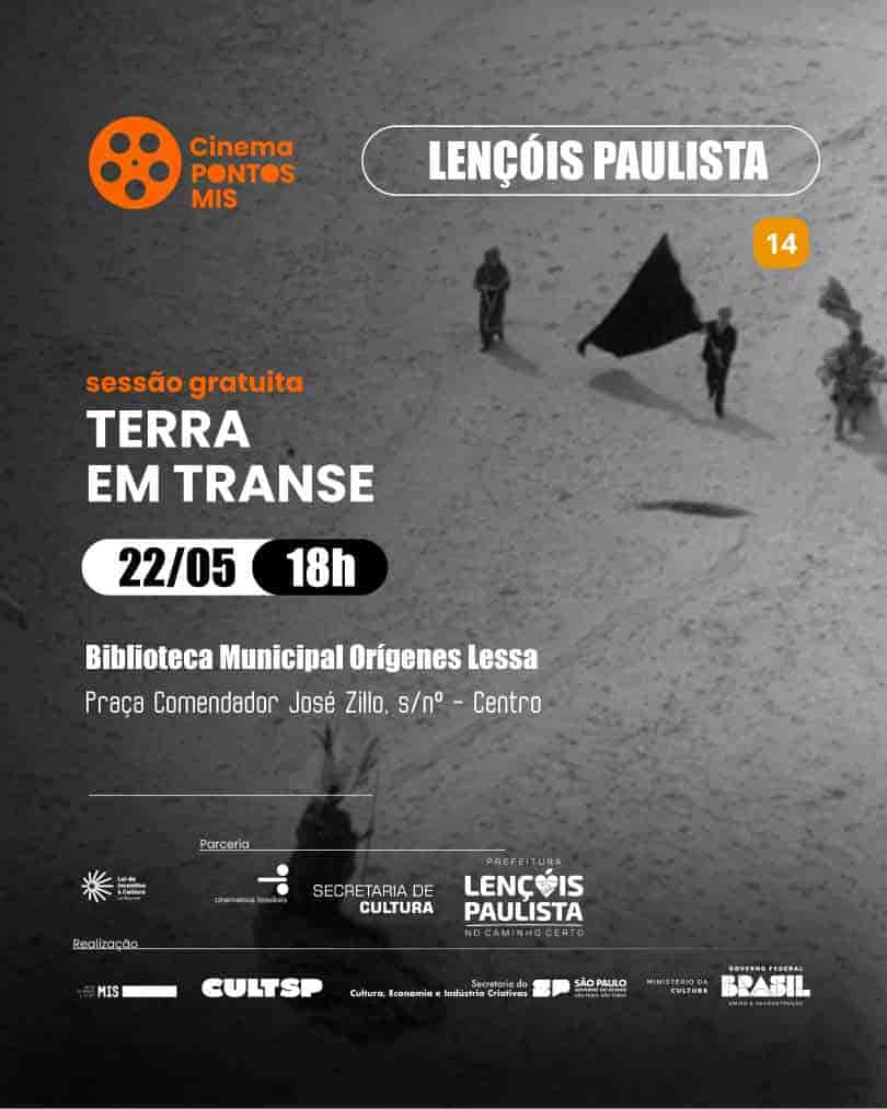 Banner do evento Cinema Pontos MIS: Terra em transe