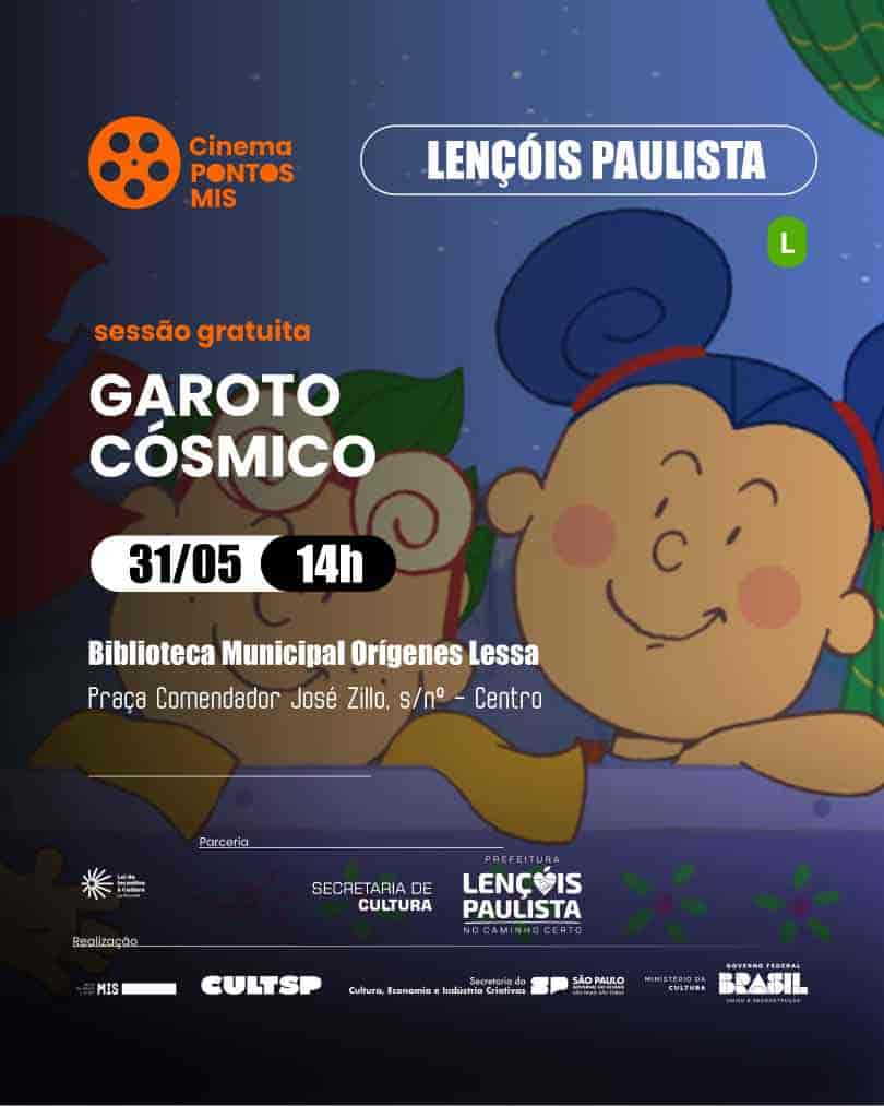 Banner do evento Cinema Pontos MIS: Garoto Cósmico