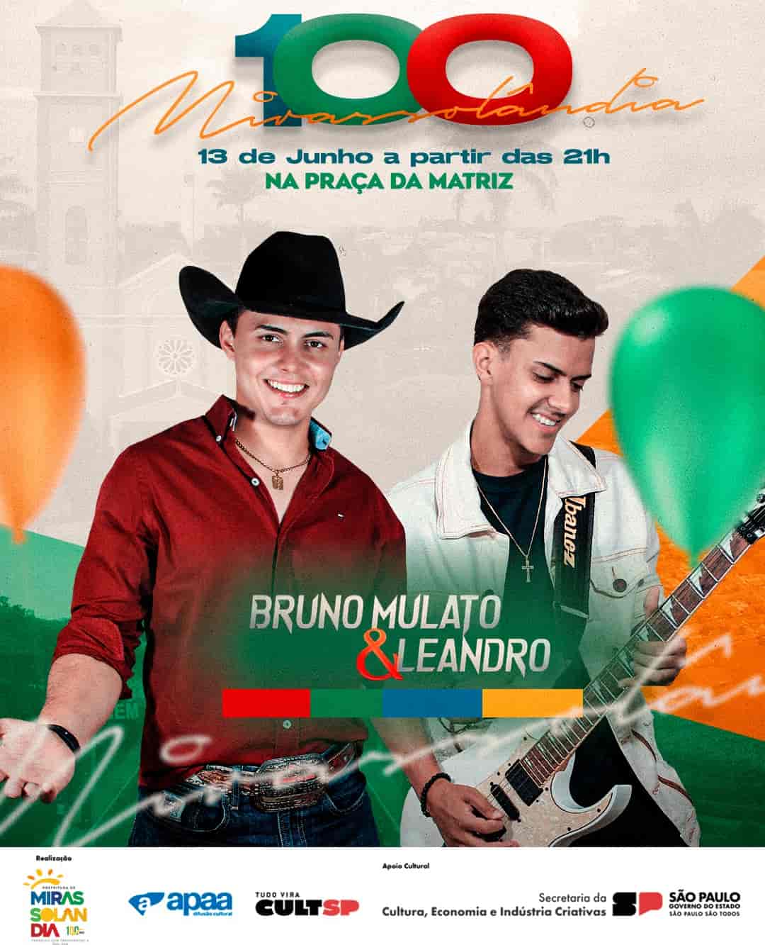 Banner do evento Festejo Junino do Centenário de Mirassolândia 