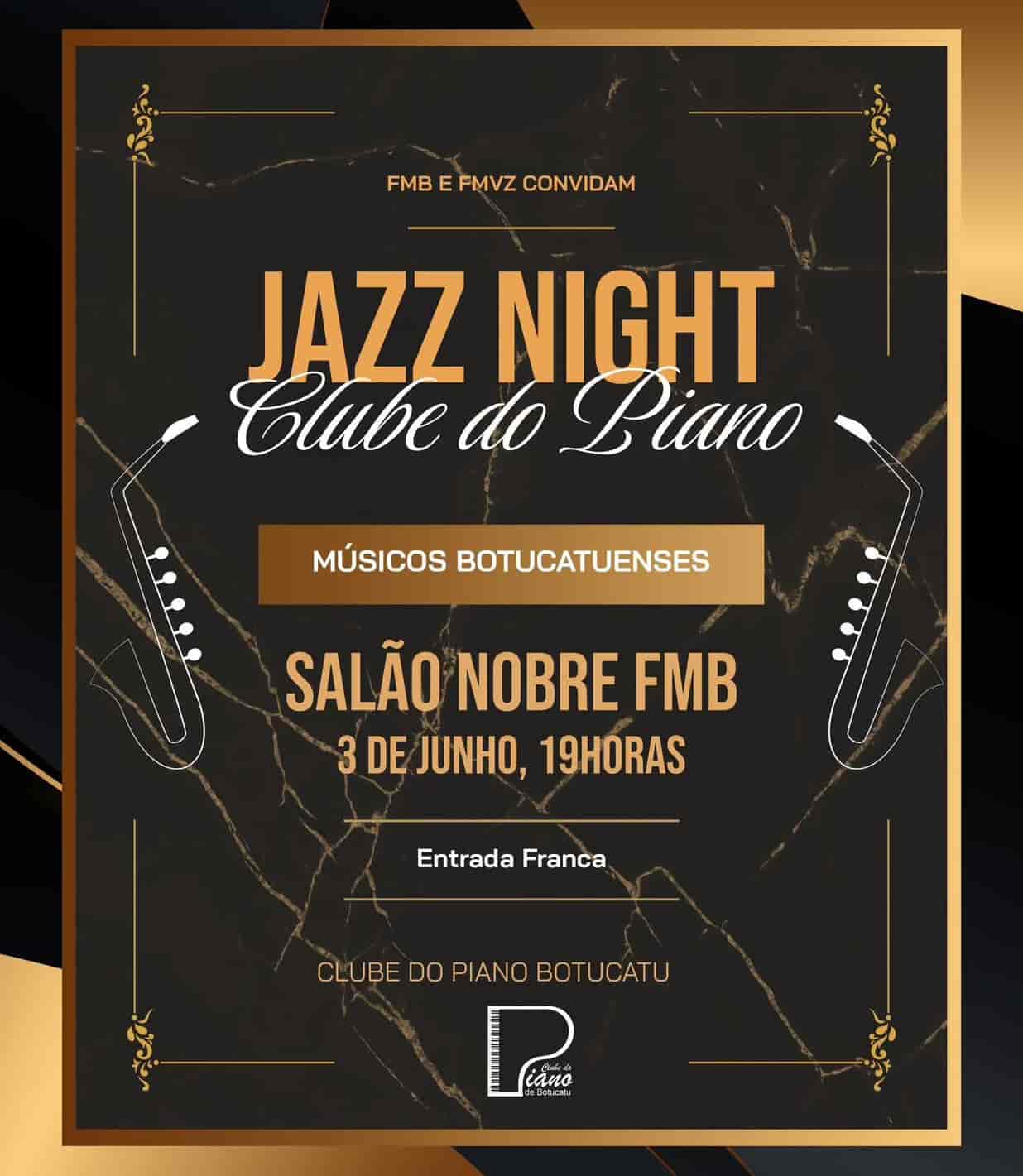 Banner do evento Clube do Piano apresenta "JAZZ NIGHT"