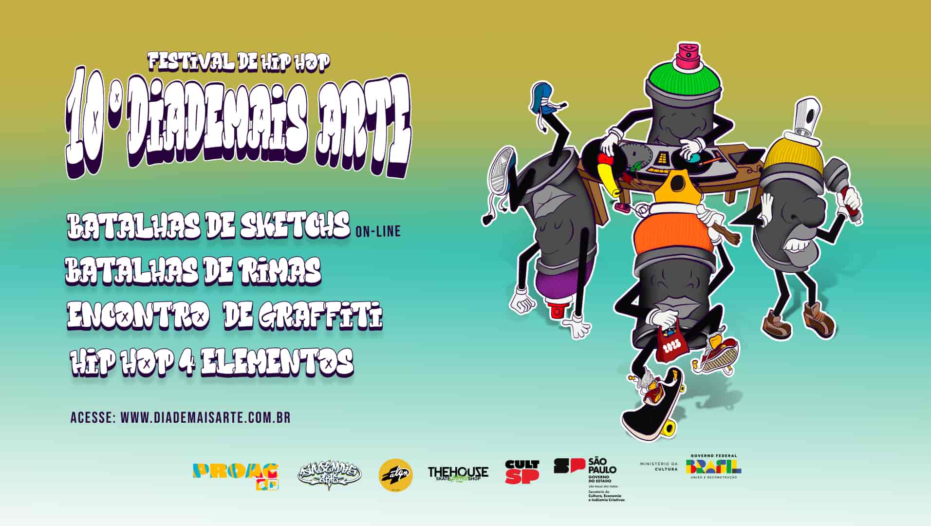 Banner do evento 10° Diademais Arte - Festival de Hip Hop