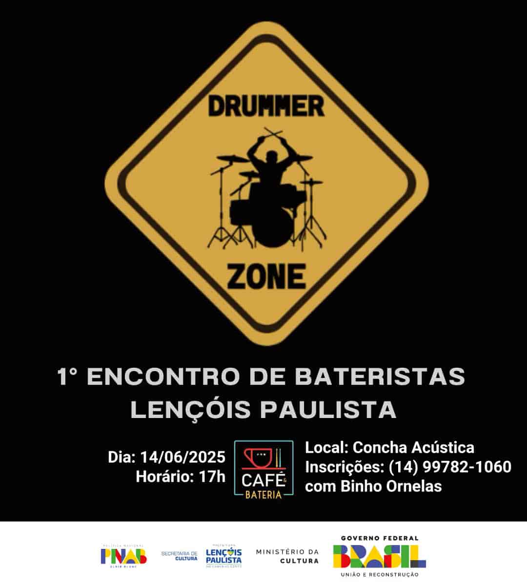 Banner do evento 1º Encontro de Bateristas de Lençóis Paulista