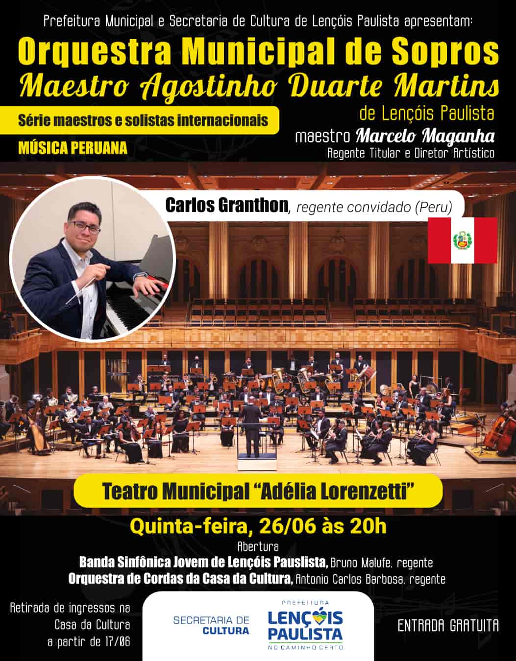 Imagem do evento Concerto Orquestra Municipal de Sopros de Lençóis Paulista: Série maestros e solistas internacionais