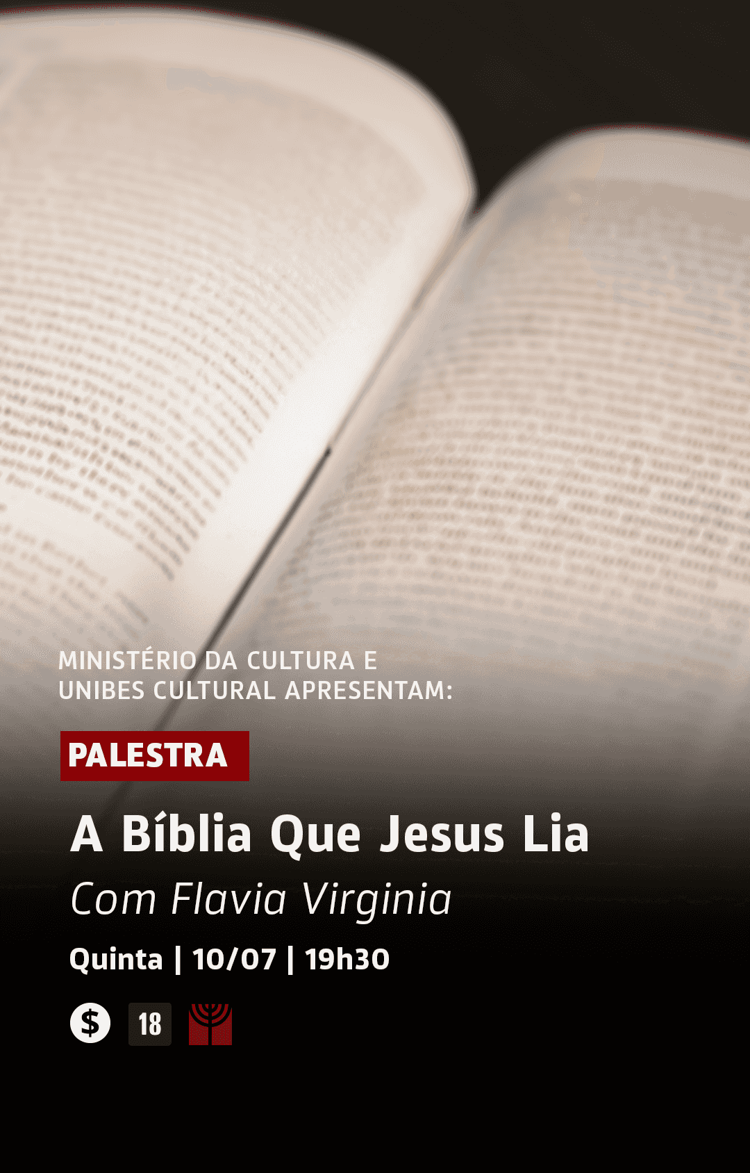 Banner do evento Palestra A Bíblia que Jesus lia